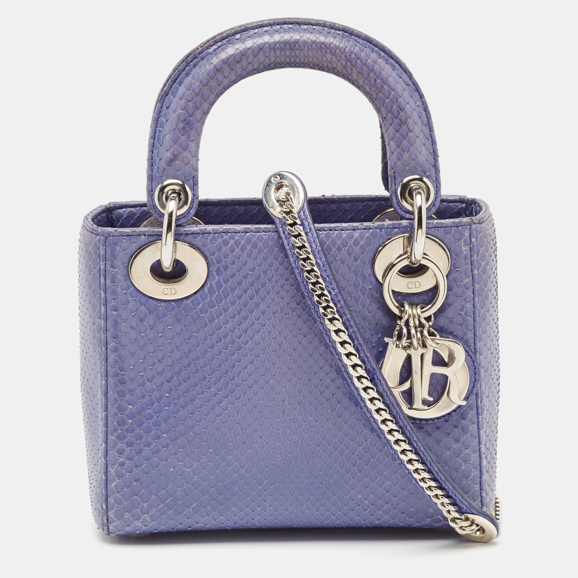 Dior Blue Python Mini Lady Dior Tote