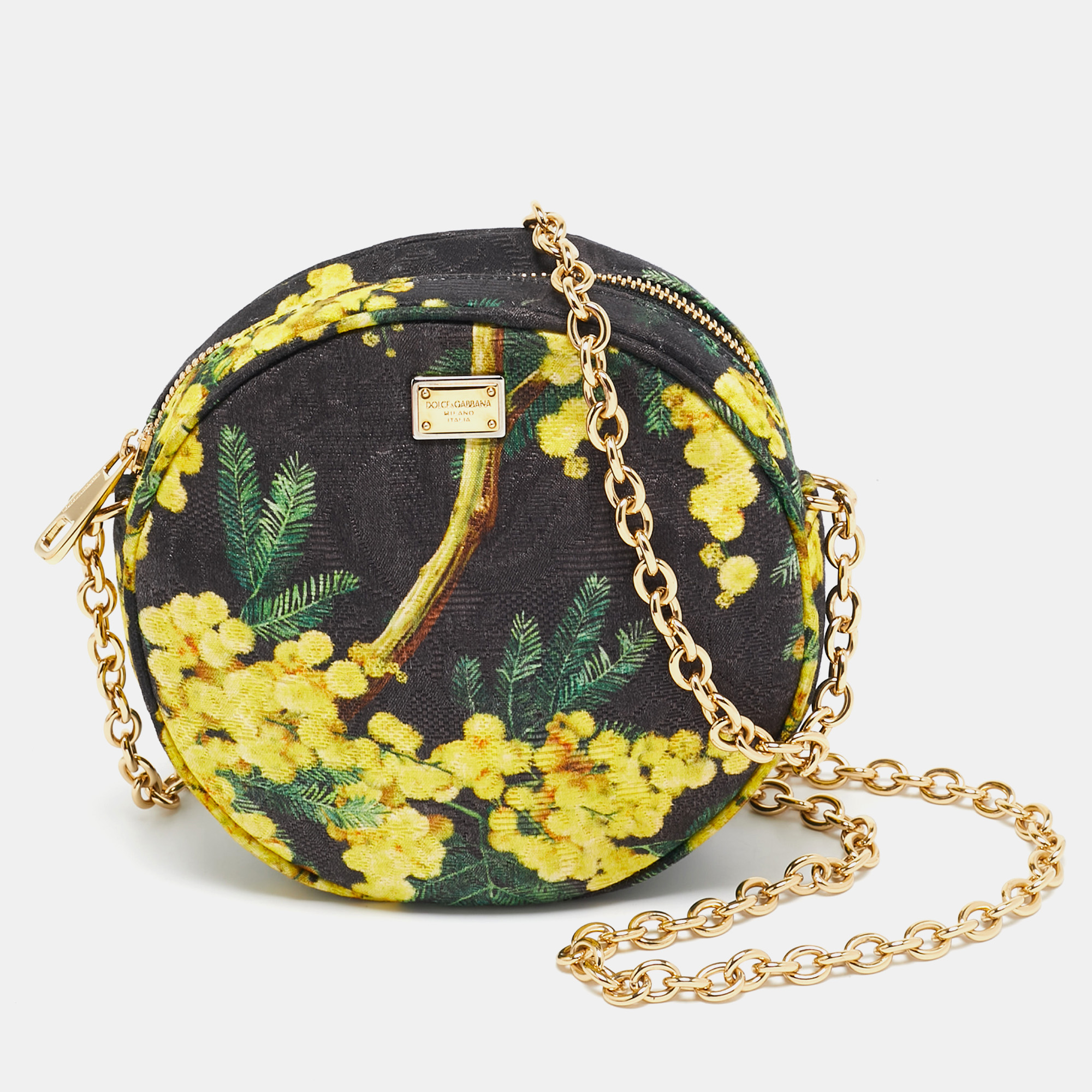 Dolce & Gabbana Multicolor Floral Print Fabric Miss Glam Round Shoulder Bag