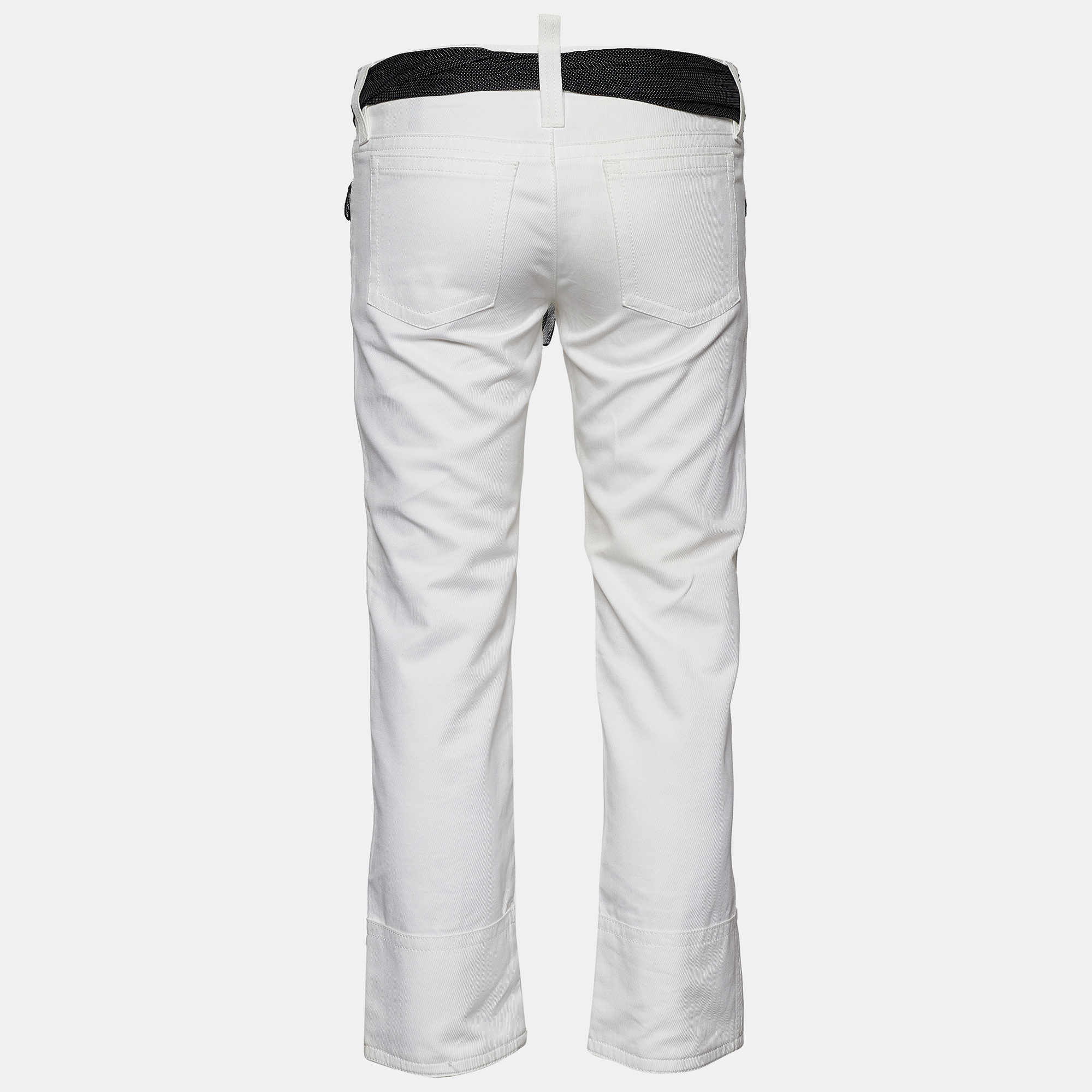   The Luxury Closet Emporio Armani White Denim Bandana Belted Jeans S Waist 31