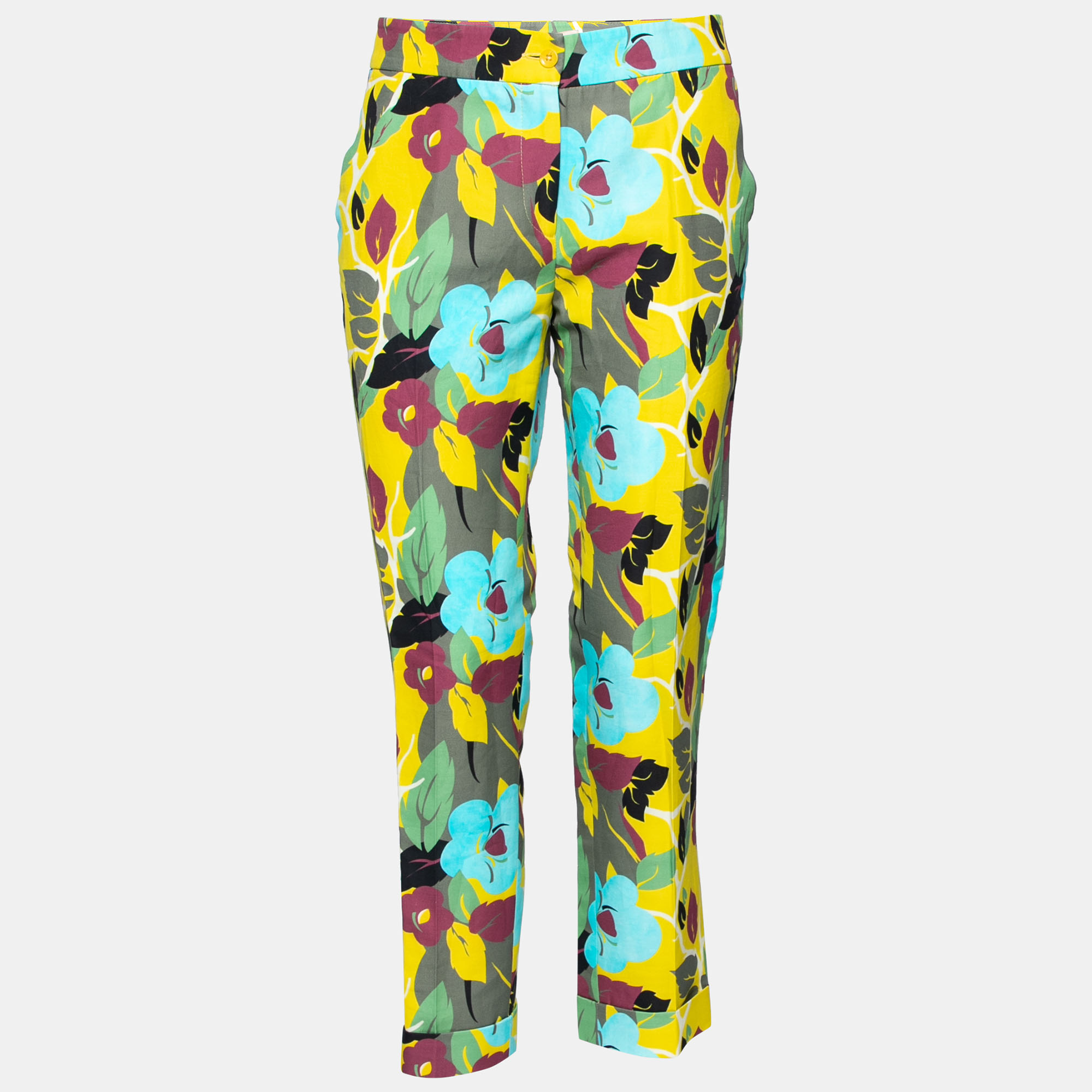 Etro Multicolor Floral Printed Cotton Trousers M