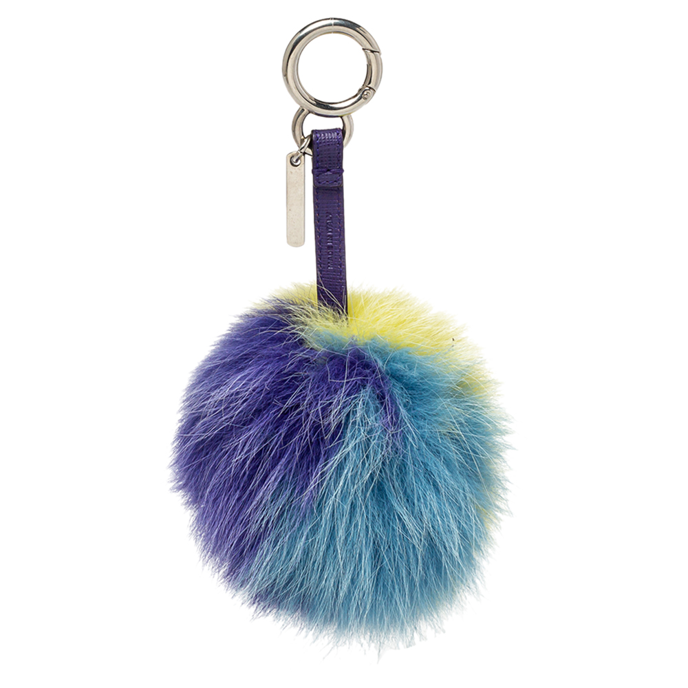 Luggage Accessories  The Luxury Closet Fendi Tricolor Fur Pom Pom Bag Charm