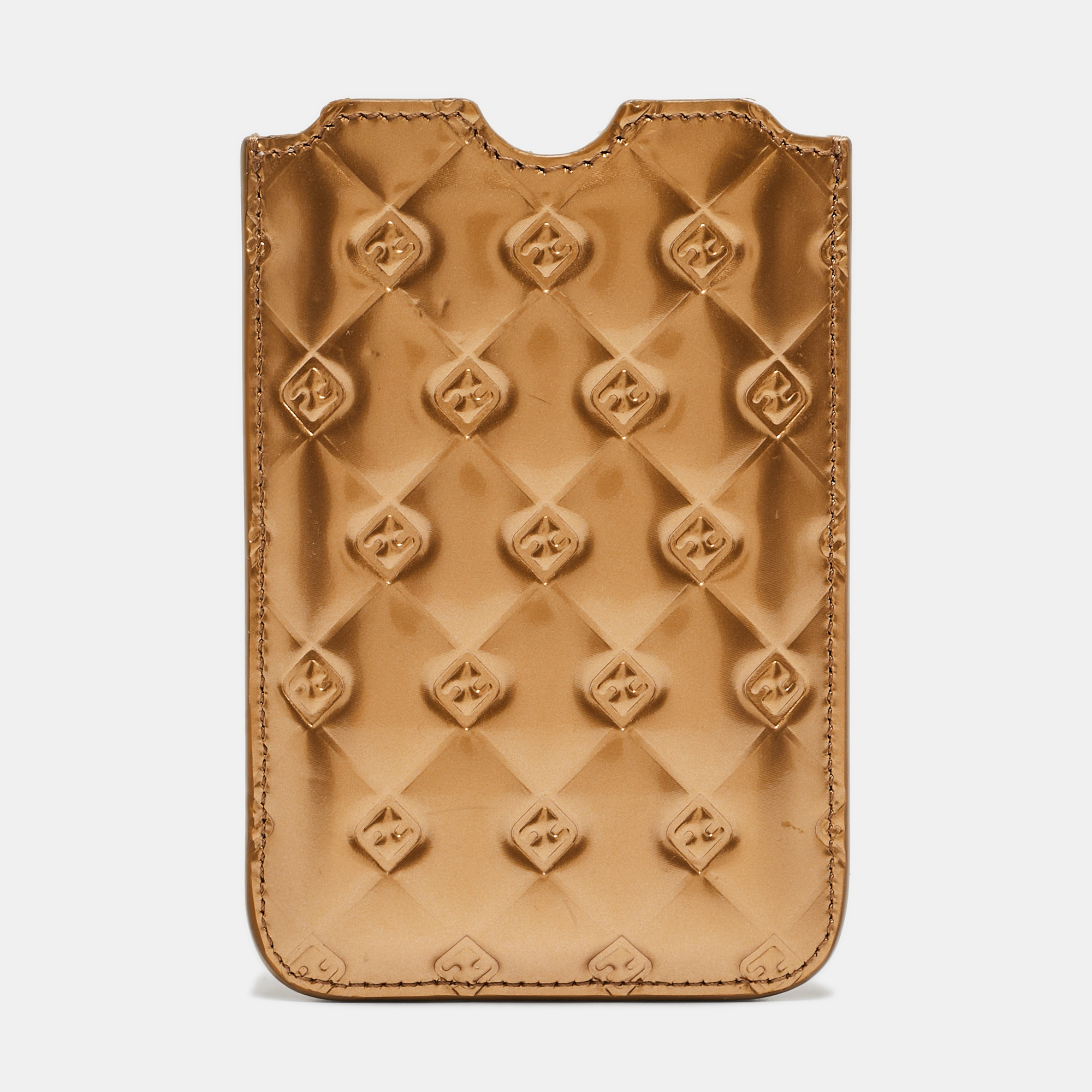 Mobile Phone Cases Fendi Gold Embossed Leather Fendilicious Phone Cover
