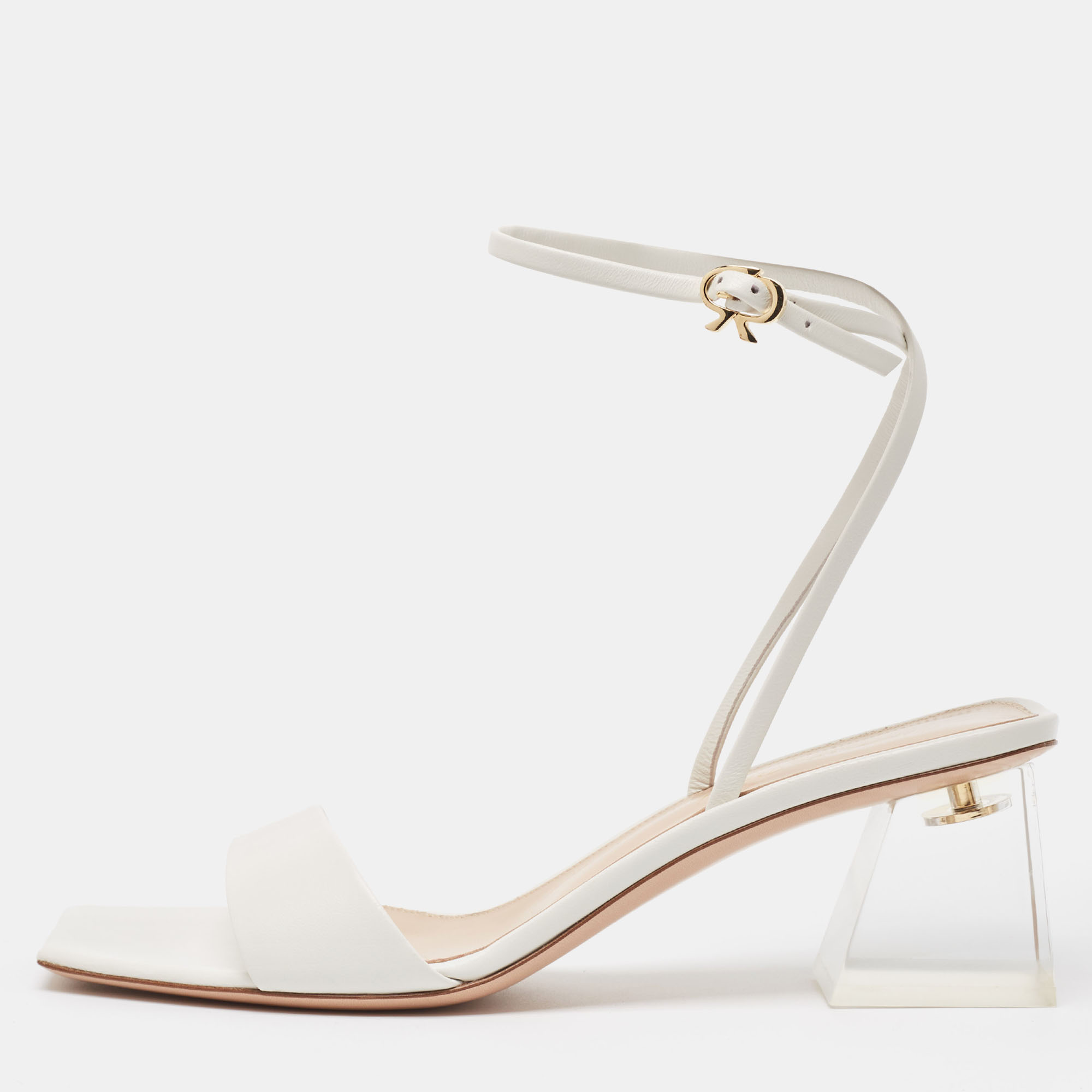 Gianvito Rossi White Leather Cosmic Sandals Size 39.5