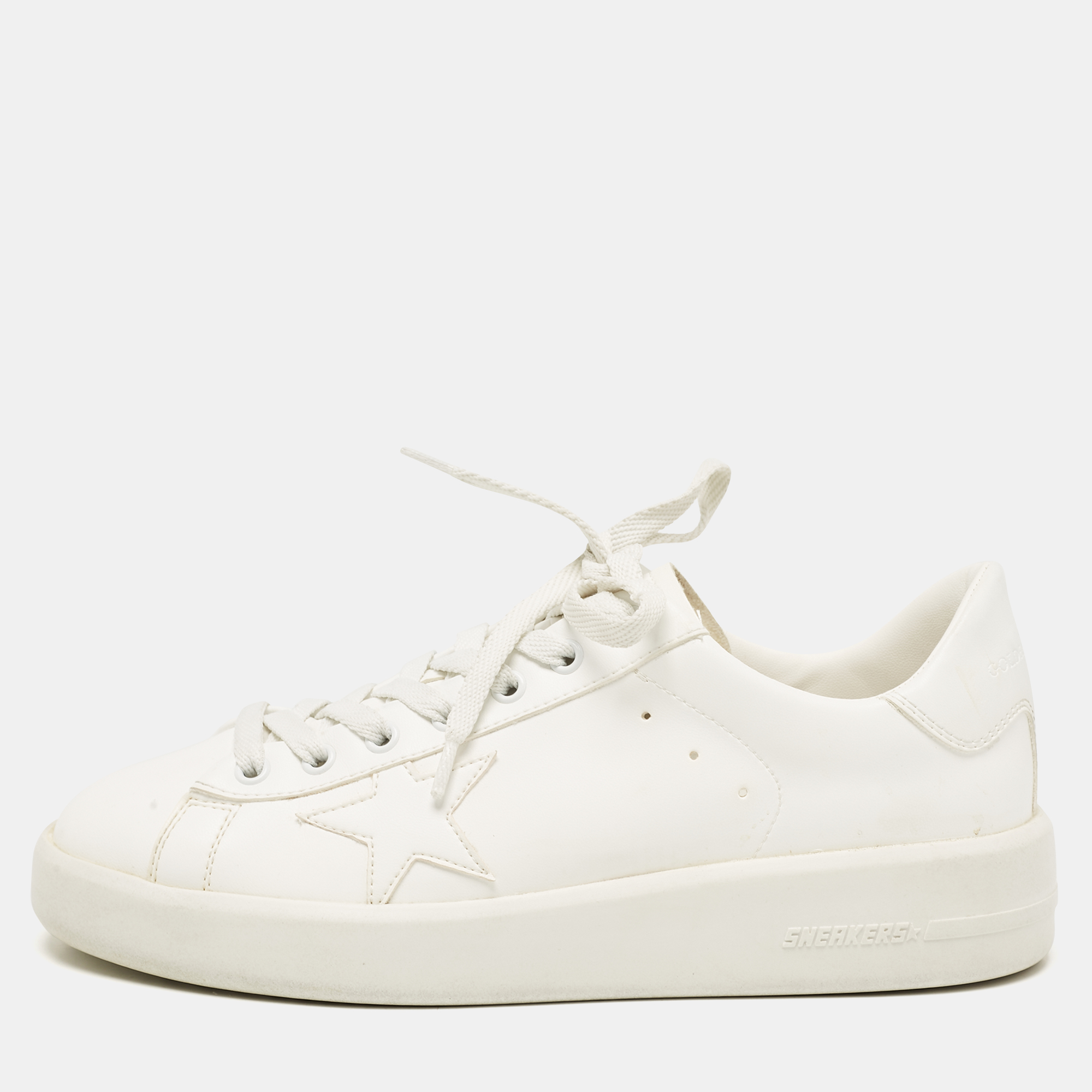 Golden Goose White Leather Super Star Lace Up Sneakers Size 40