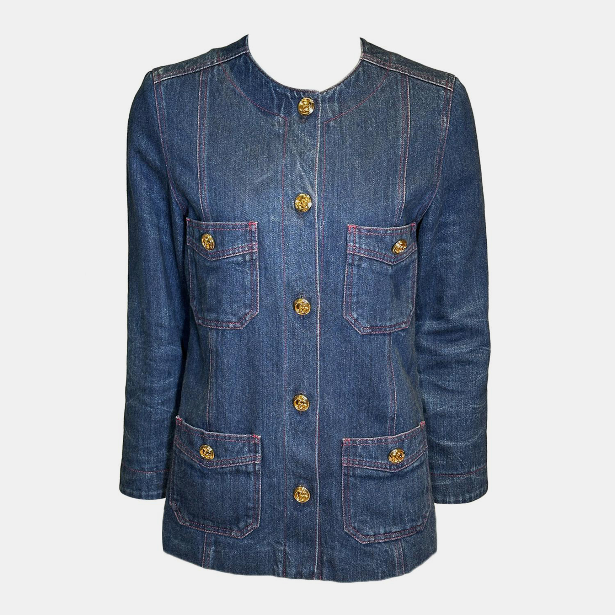 Gucci GG Gold Button Denim Jacket