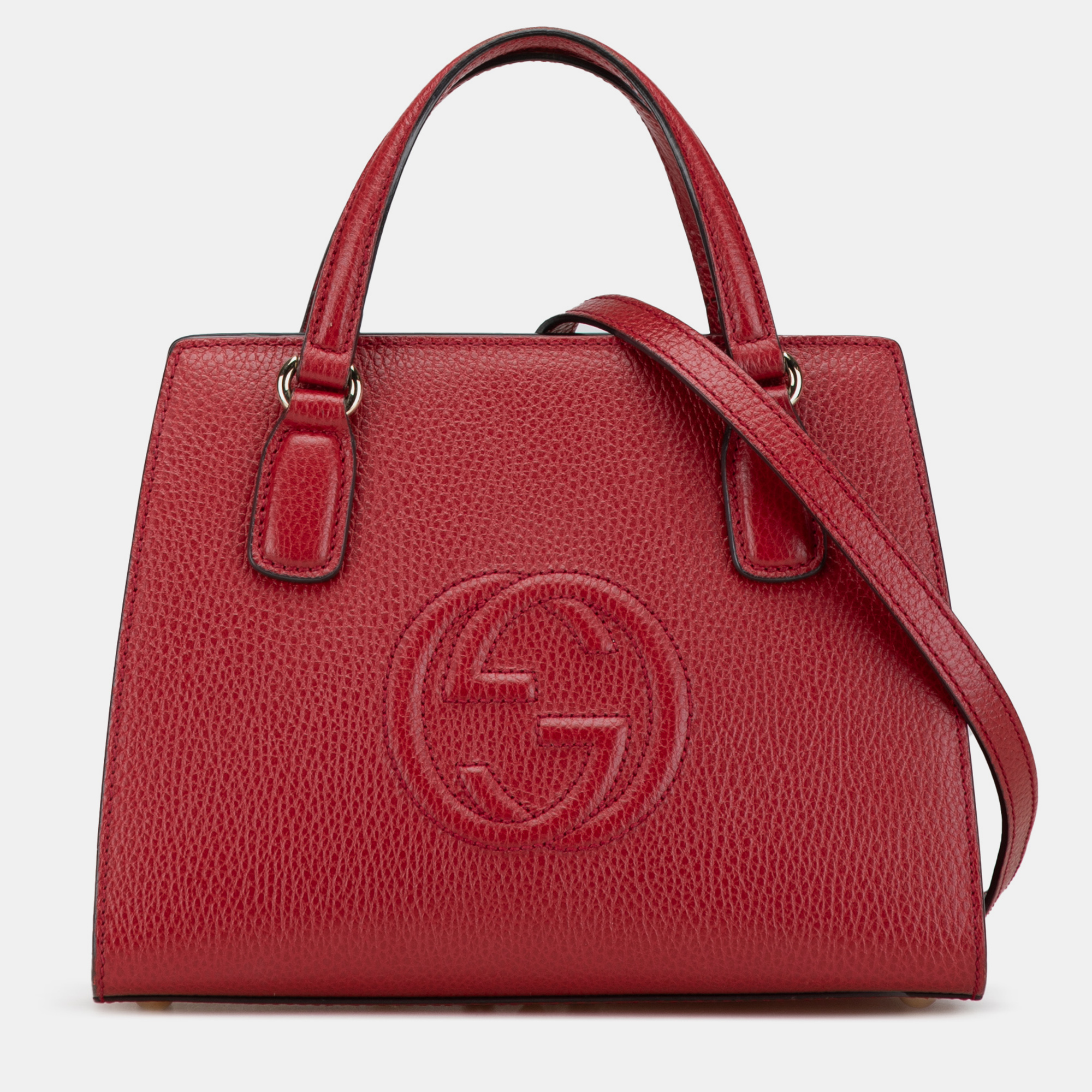 Gucci Red Medium Dollar Calf Soho Top Handle Convertible Tote