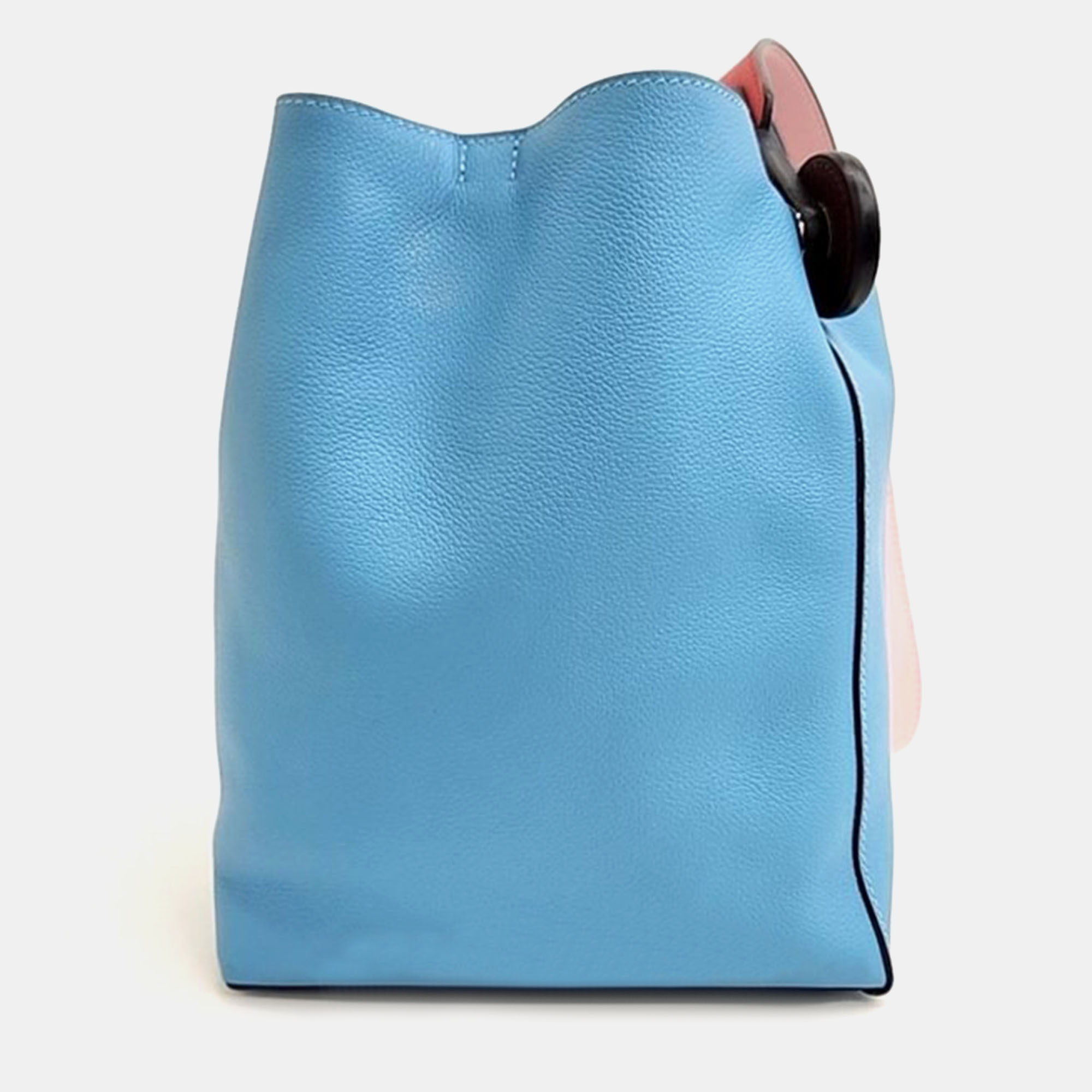 Hermes Blue Leather Recall Bucket 17 Handbag