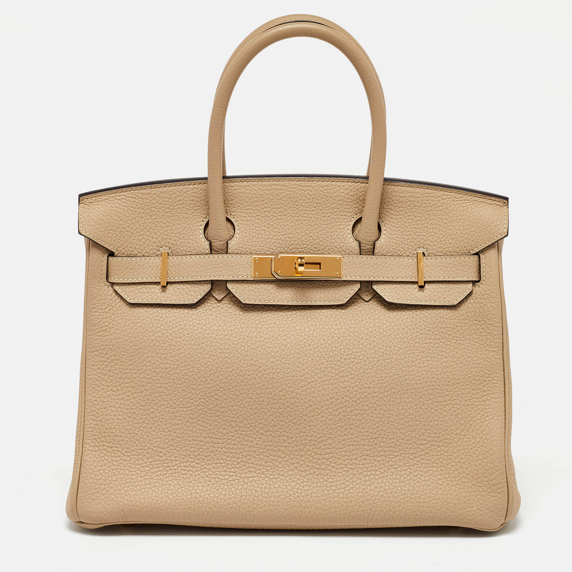 Hermes Trench Togo Leather Gold Finish Birkin 30 Bag