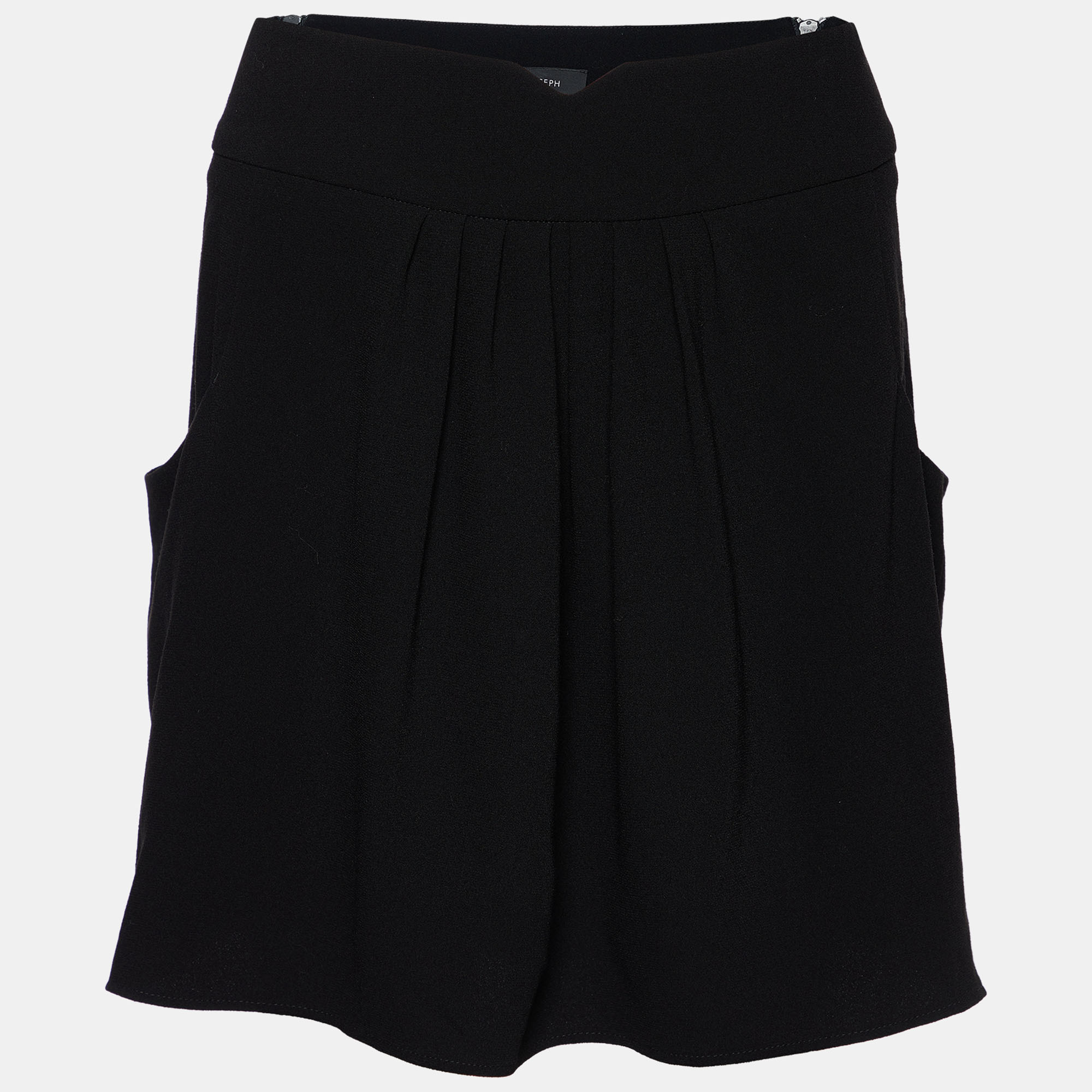 Joseph Black Crepe Pleated Aceline Mini Skirt M