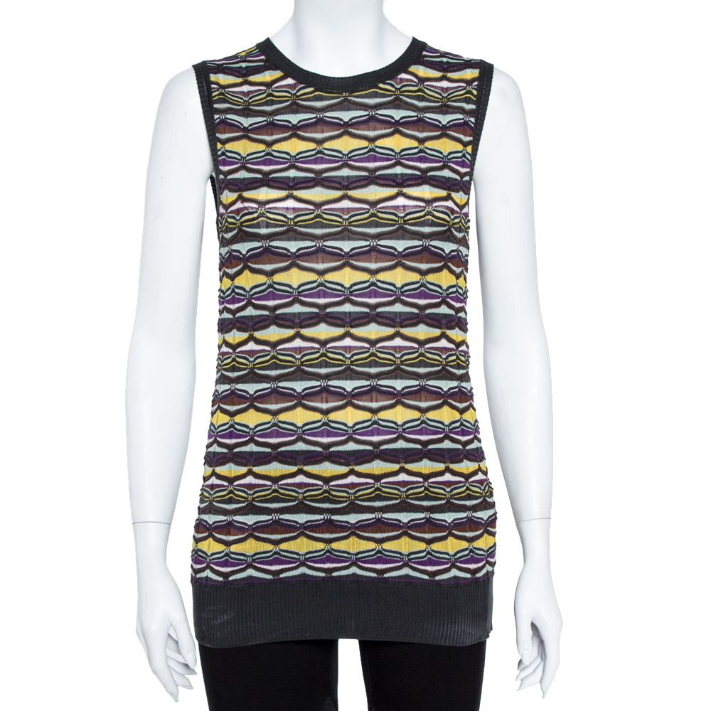 Suits  The Luxury Closet M Missoni Multicolor Patterned Knit Tank Top and Cardigan Set L