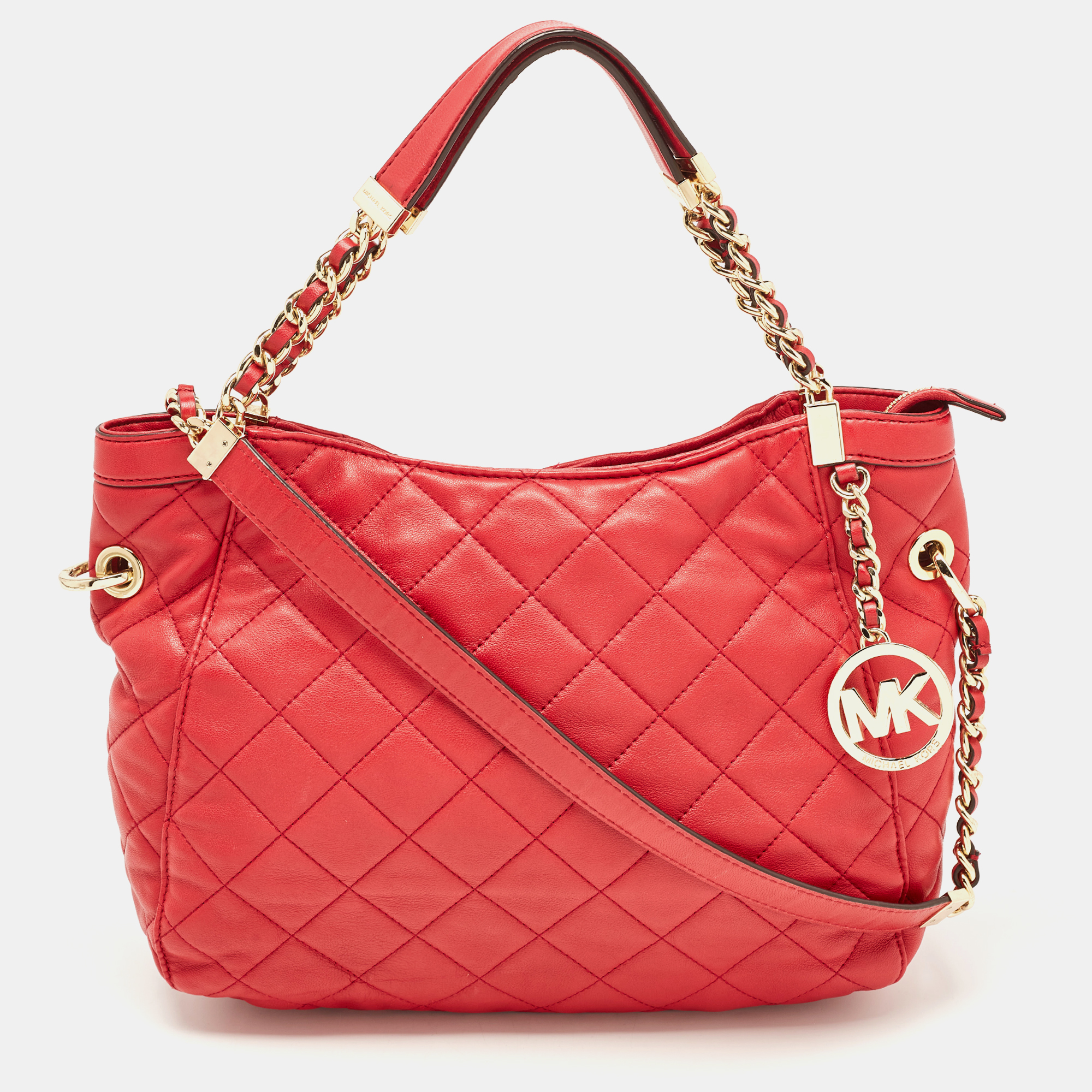 MICHAEL Michael Kors Red Quilted Leather Charm Hobo