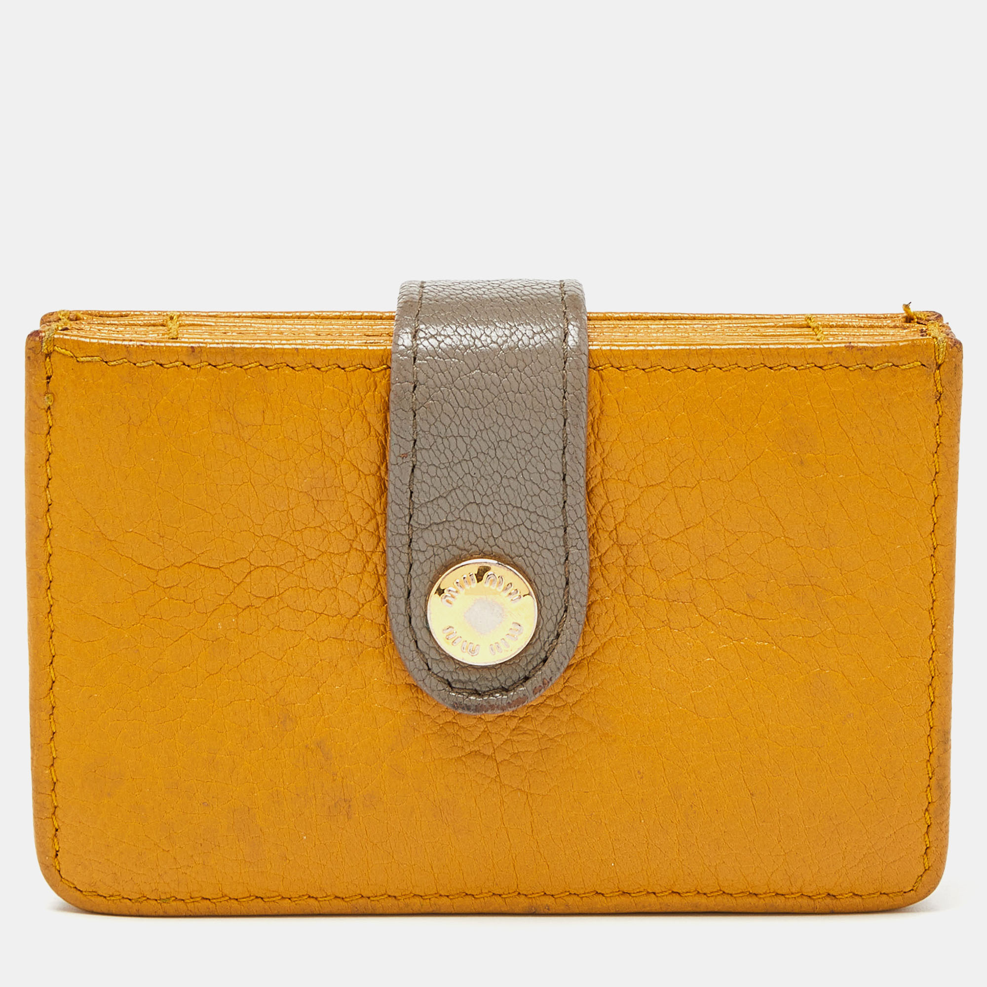 Miu Miu Mustard/Grey Leather Card Case