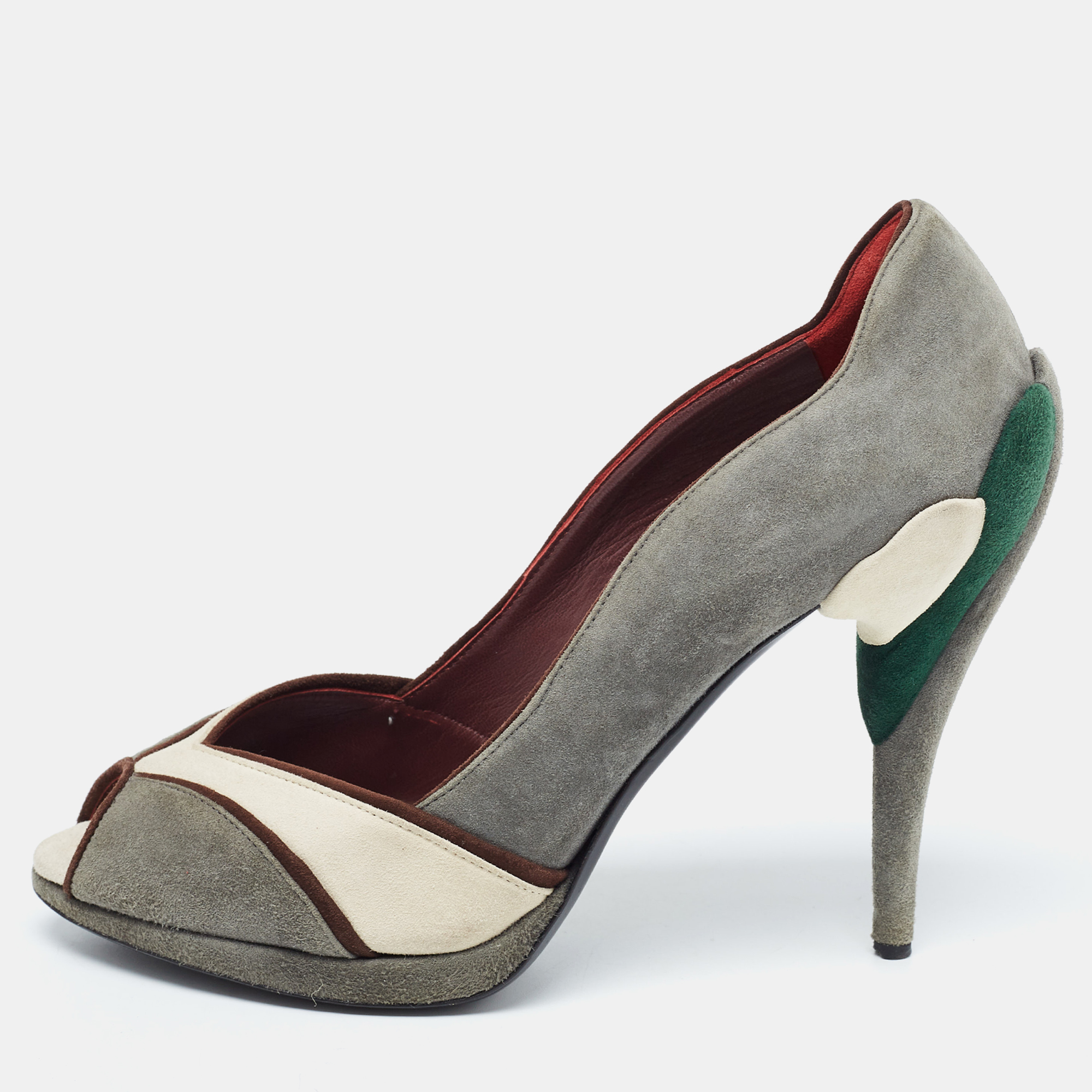 Miu Miu Multicolor  Suede Peep Toe Pumps Size 40.5