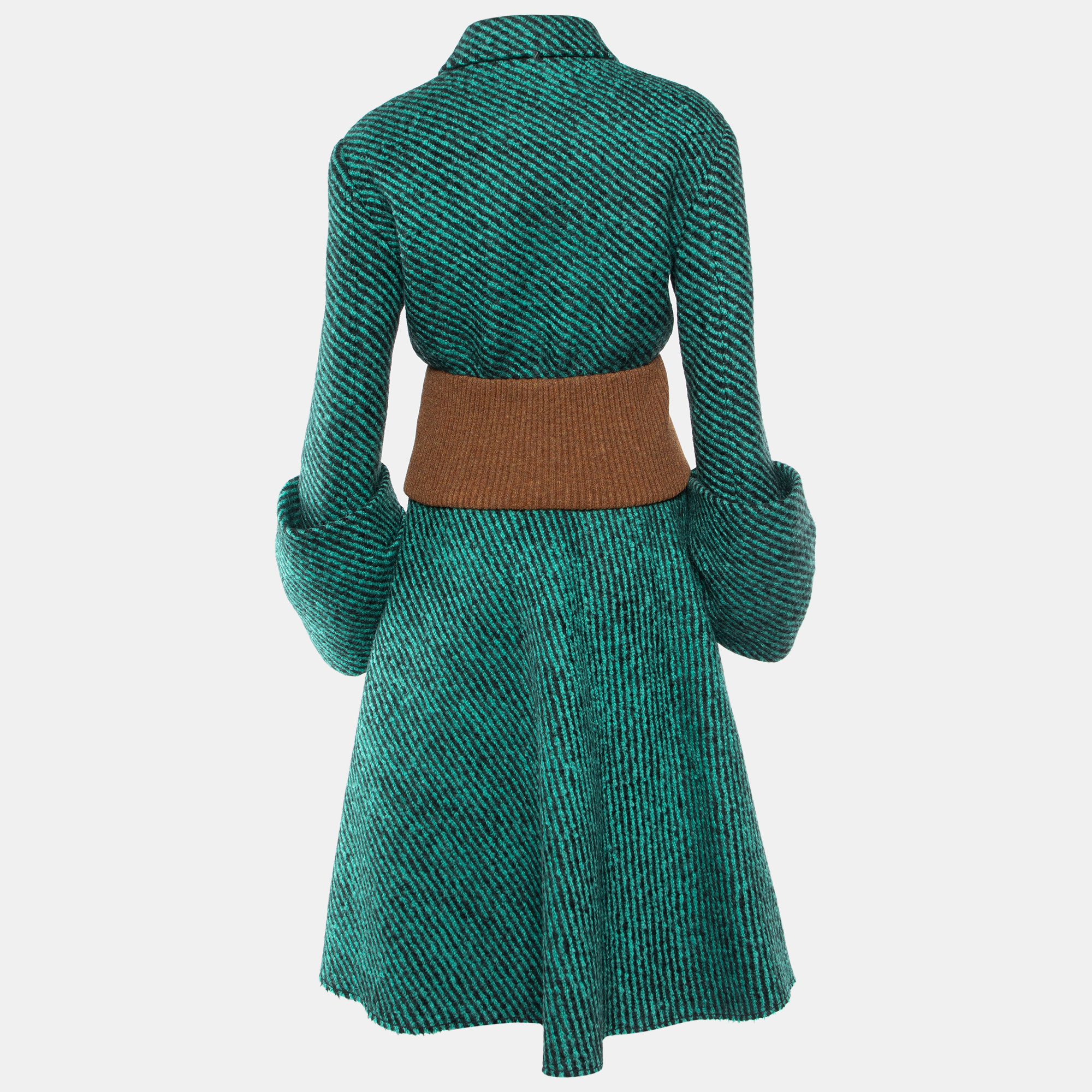 Suits Prada Green Striped Wool Jacket & Skirt Set S/M