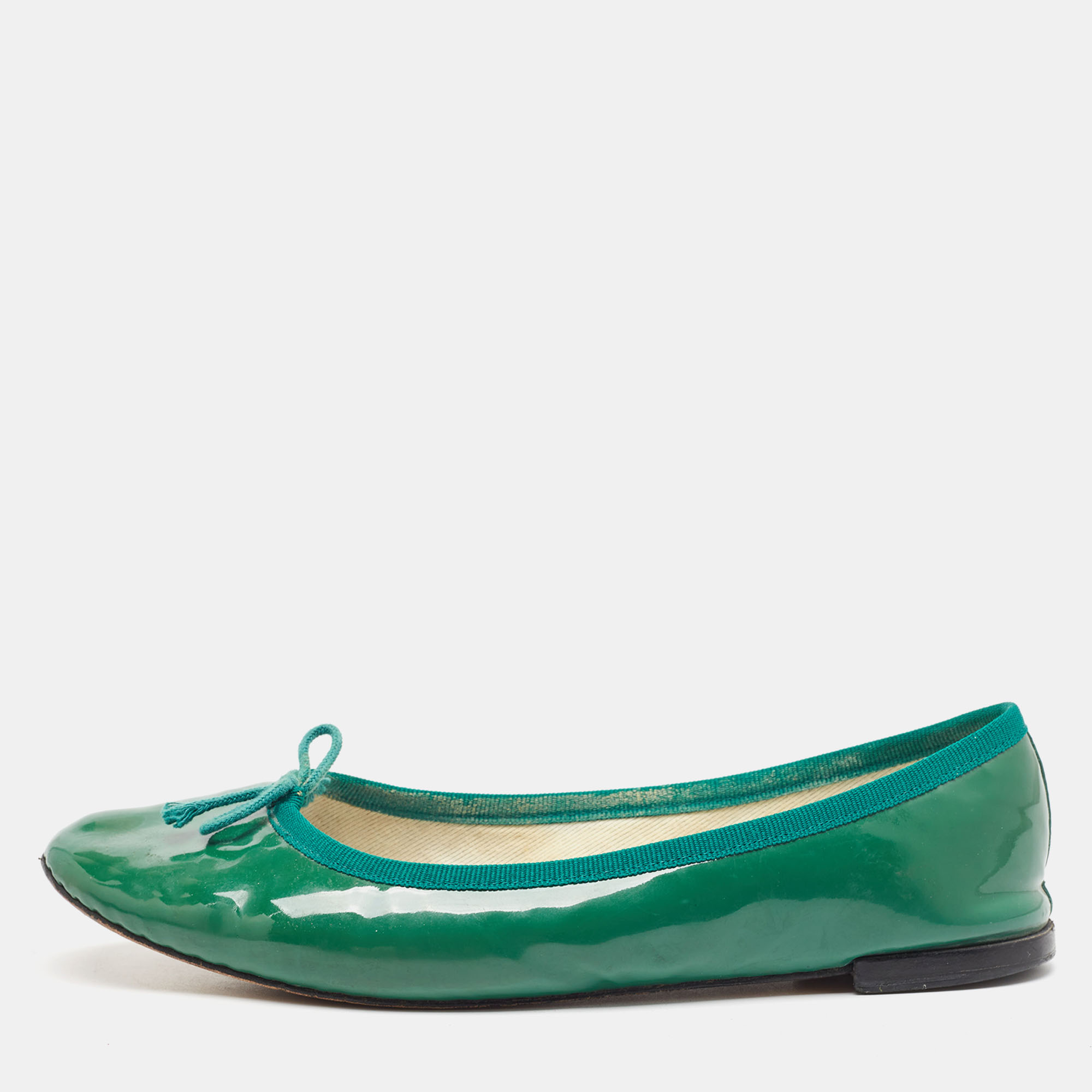 Repetto Green Patent Leather Bow Ballet Flats Size 38