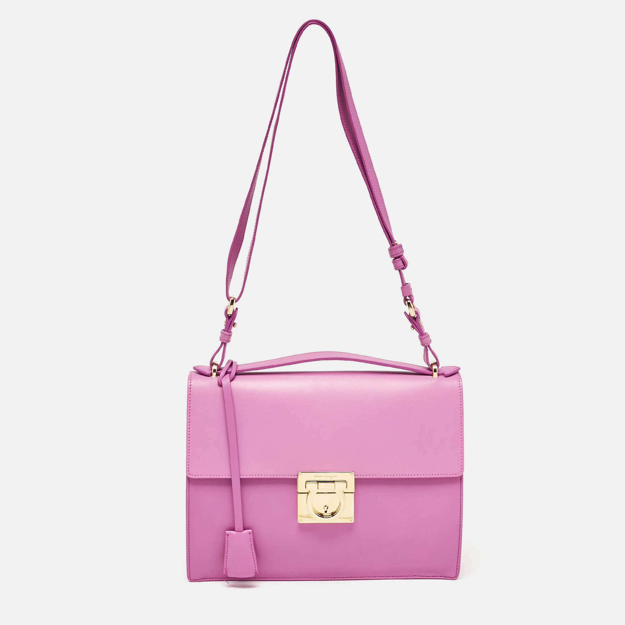 Salvatore Ferragamo Fuchsia Leather Marisol Top Handle Bag