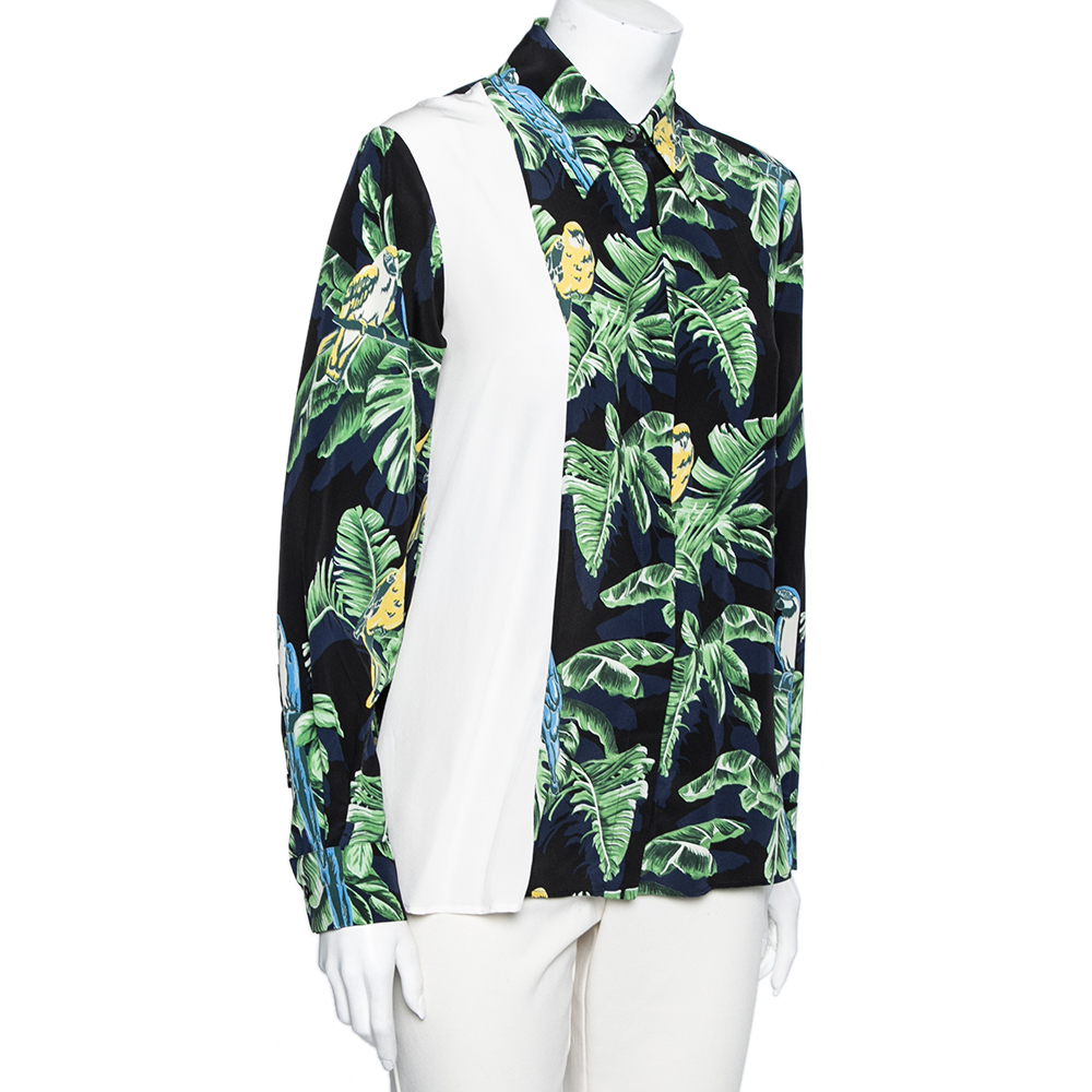 Suits Stella McCartney Multicolor Parrot Printed Silk Button Front Shirt & Pant Set XS