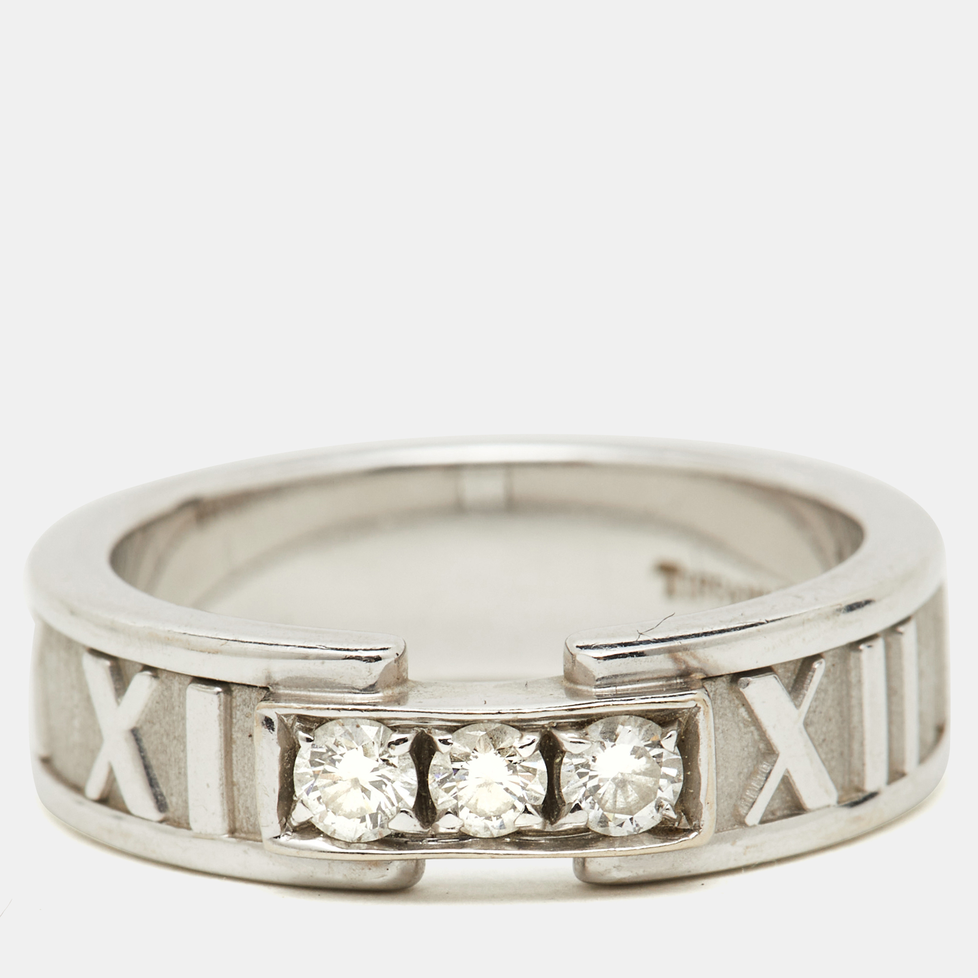   The Luxury Closet Tiffany & Co. Atlas Diamond 18K White Gold Band Ring 50