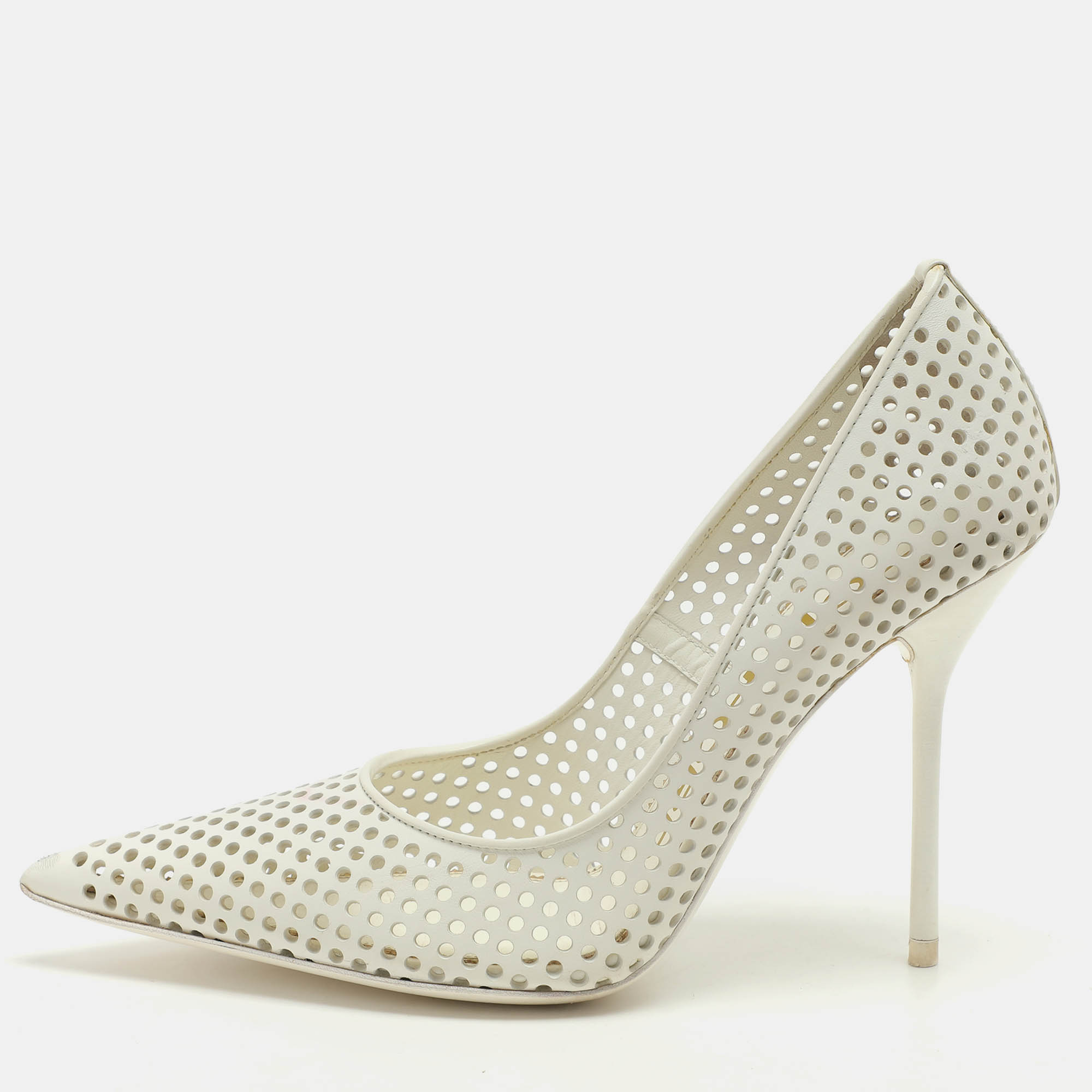 Tom Ford White Perforated Leather Pumps Size 37.5