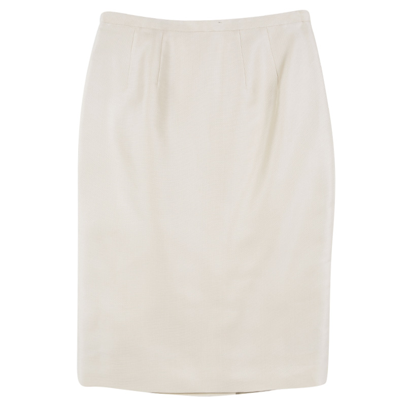 Valentino Beige Silk Pencil Skirt M