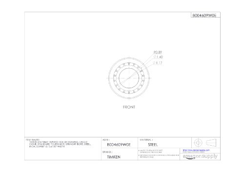Timken LM72849 Tapered Roller Bearing, Single Cone, Standard Tolerance, Straight Bore, Steel, Inch, 0.8900 ID, 0.6100 Width