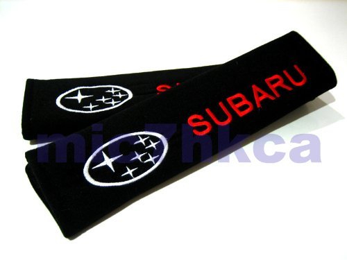 SUBARU Exquisite Embroidered Badge Comfortable Seat Belt Shoulder Pad Cover Velcro Opening Blue 1 Pair
