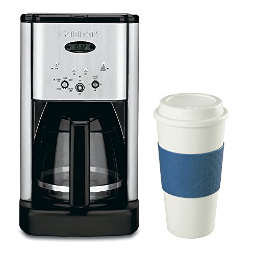 Cuisinart DCC-1200 Brew Central 12 Cup Programmable Coffeemaker & 16 Oz. Travel Mug Bundle Includes: DCC-1200 Brew Central 12 Cup Programmable Coffeemaker (Silver), and Copco 16-Ounce Acadia Reusable To Go Travel Mug - (Blue)