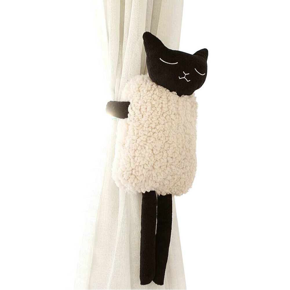 Ayygift 1pair Cartoon Cat Window Curtain Tiebacks Buckle Clamp Hook Fastener Plush Bedroom