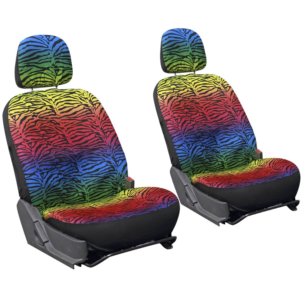Oxgord Zebra/Tiger Velour Bucket Seat Cover Set for Car/Truck/Van/SUV