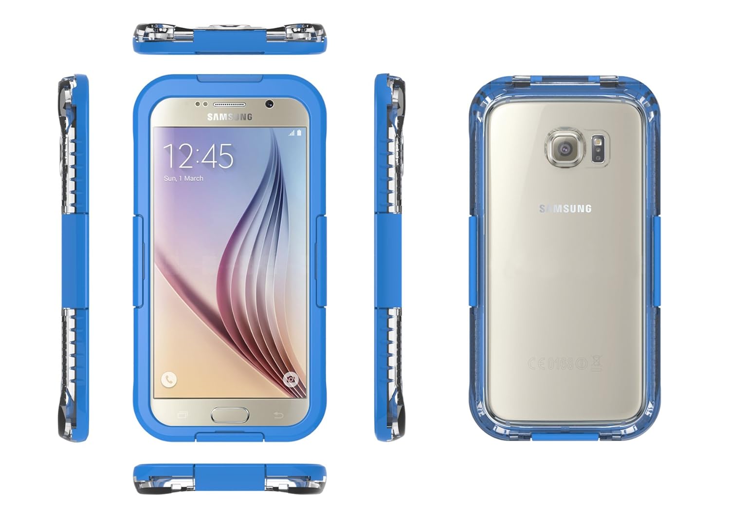 Ecvtop Galaxy S6 Edge Case Shockproof Waterproof Cover Case Pouch Ipx68 Underwater Waterproof Swimming Diving Box Case for Samsung Galaxy S6 (Light Blue)