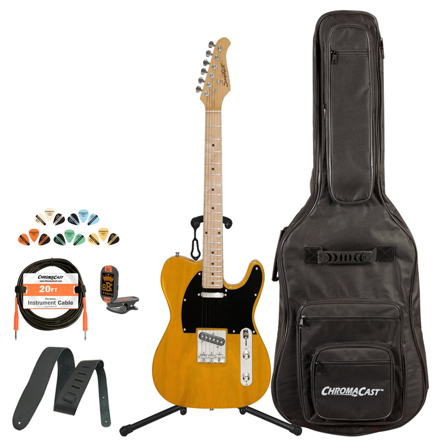 Sawtooth Classic ET 50 Ash Body Electric Guitar, Gig Bag, Cable, Picks, Strap, Tuner and Stand