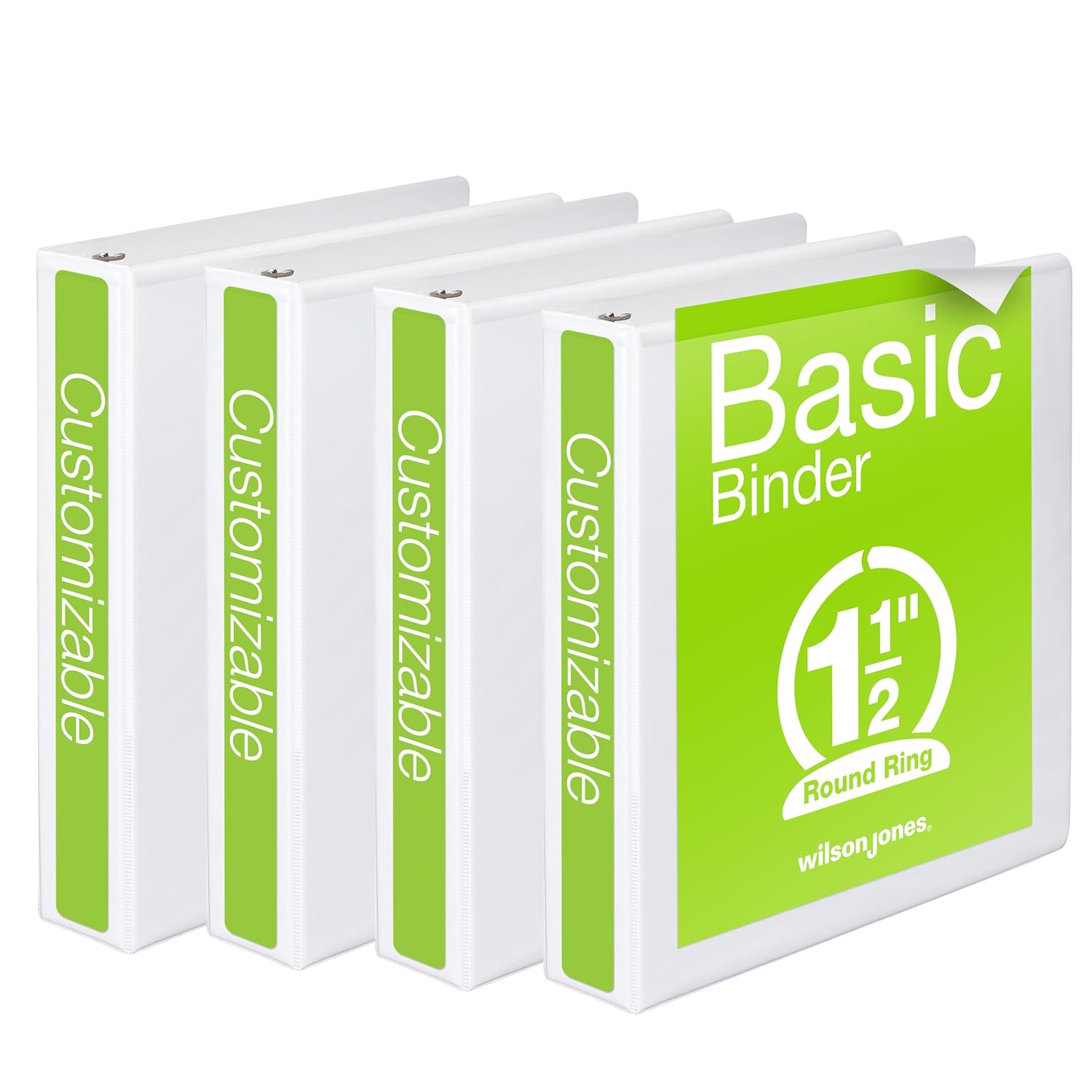 Wilson Jones Round Ring View Binder, 1.5 Inch, Basic, 362 Series, Customizable