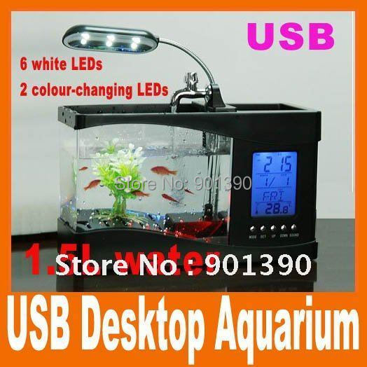  Потребительские товары Fish Tank Aquarium USB LCD , /dropshipping USB Desktop Aquarium