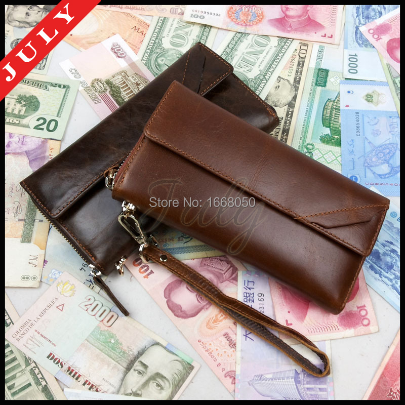 July 100% Carteira estojo Genuine Leather Wallet