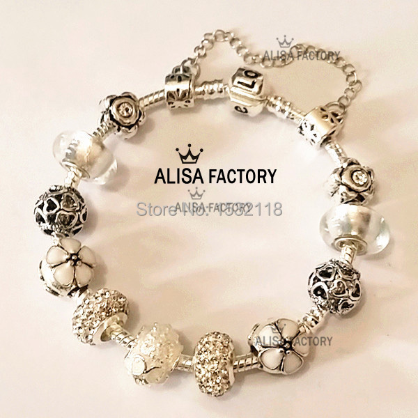 Браслеты-цепи Браслет-цепь Alisa pandora White flowers
