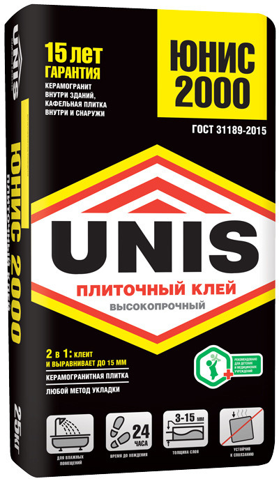 Unis 2000, 25 кг, Клей для плитки