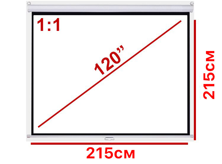 Экран для проектора 120 1:1 215*215см настенно-потолочный рулонный