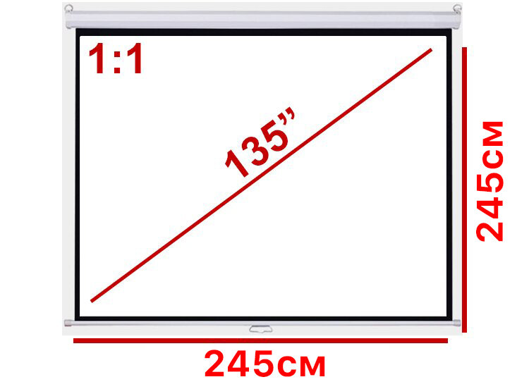 Экран для проектора 135 1:1 245*245см настенно-потолочный рулонный