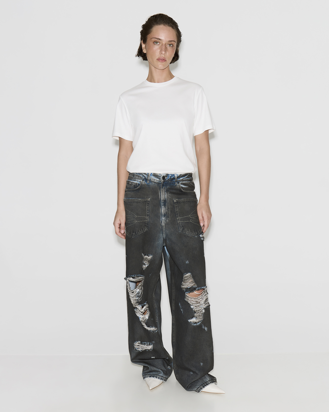 Джинсы Baggy Fit BG305 серого цвета