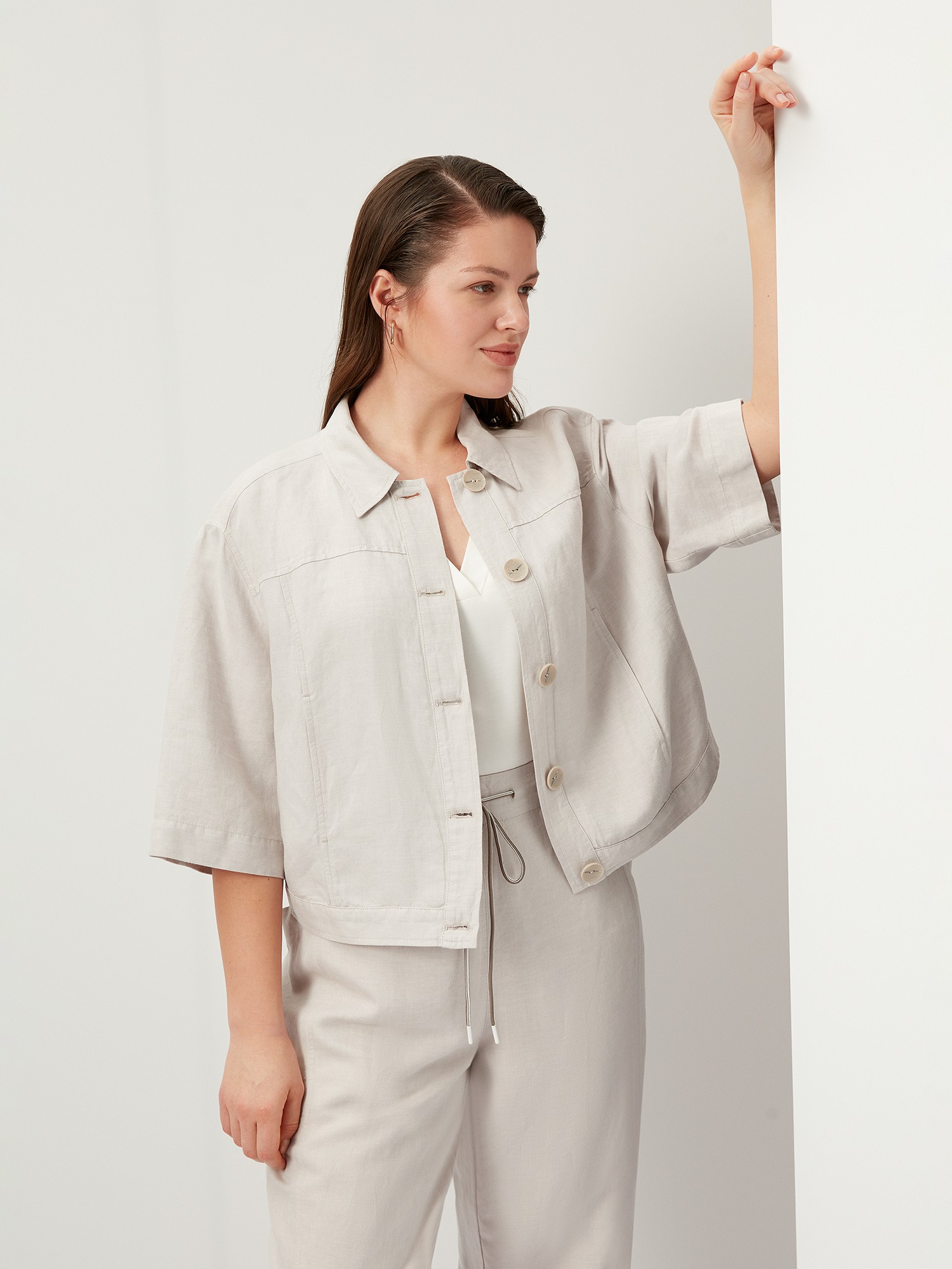   Элис Жакет изо льна и вискозы короткий XL(50)