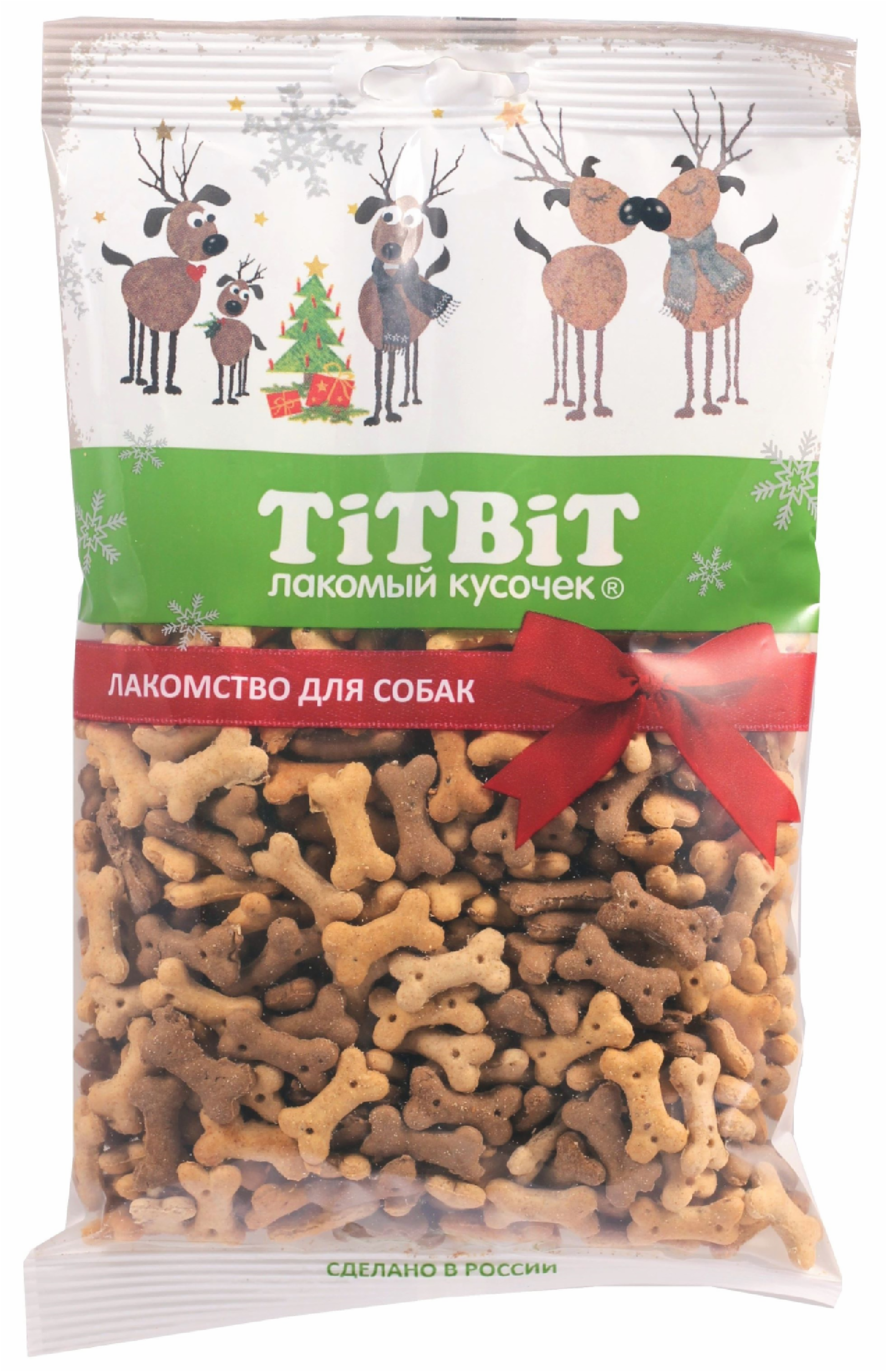 TiTBiT новогодняя коллекция Бисквиты Мясные косточки мини для собак (120 г)