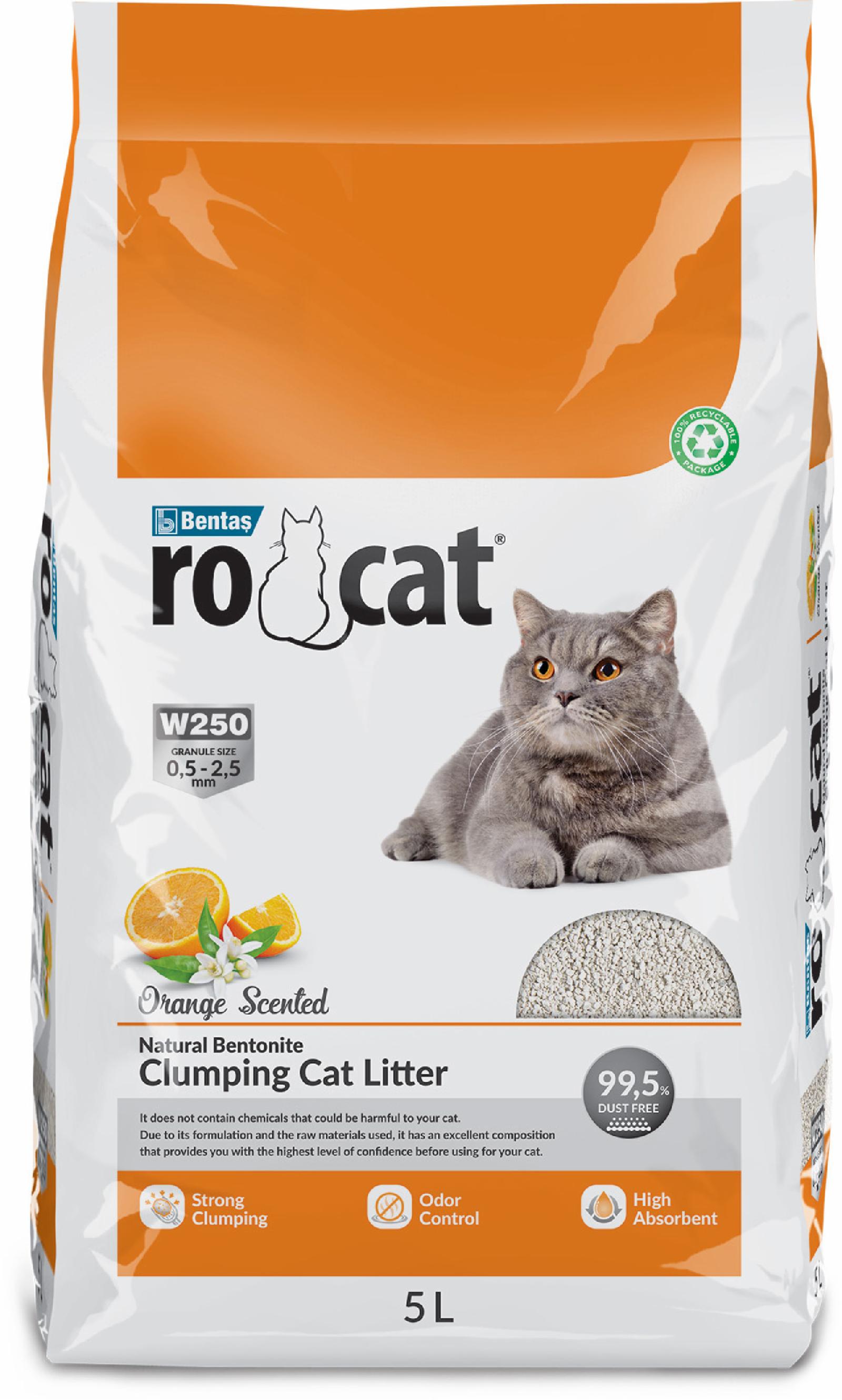 Ro Cat комкующийся бентонитовый  наполнитель с ароматом апельсина, (Orange Scented) (4.25 кг)