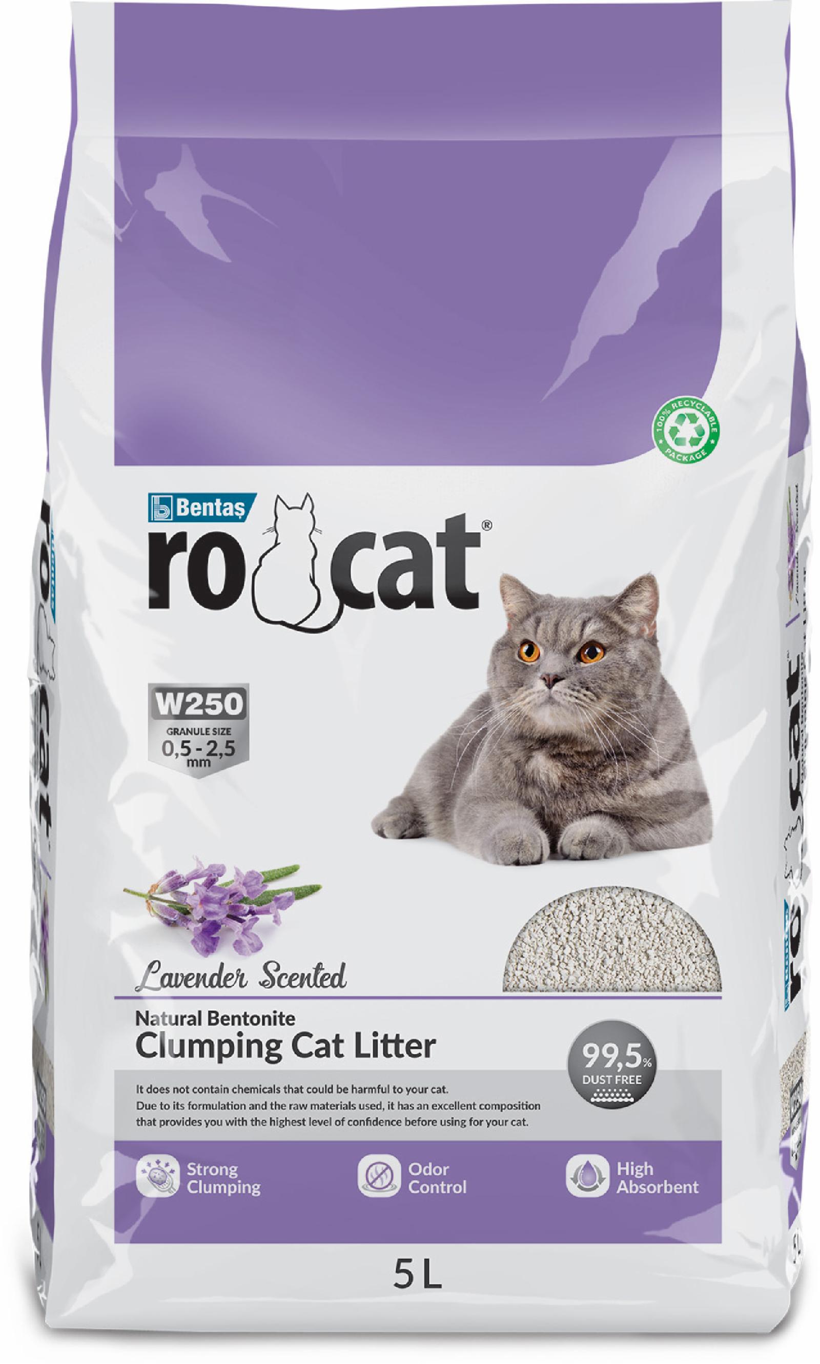 Ro Cat комкующийся бентонитовый наполнитель с ароматом лаванды, (Lavender Scented) (4.25 кг)