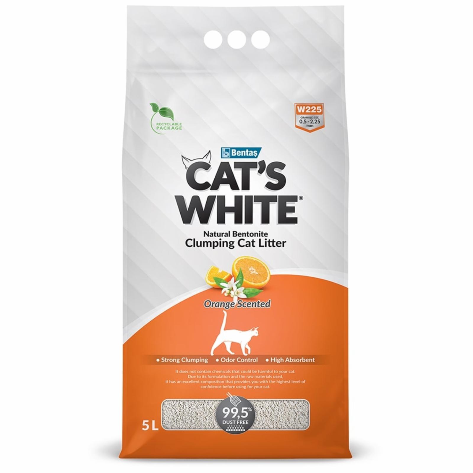 Cat's White наполнитель комкующийся с ароматом апельсина для кошачьего туалета (10 л)