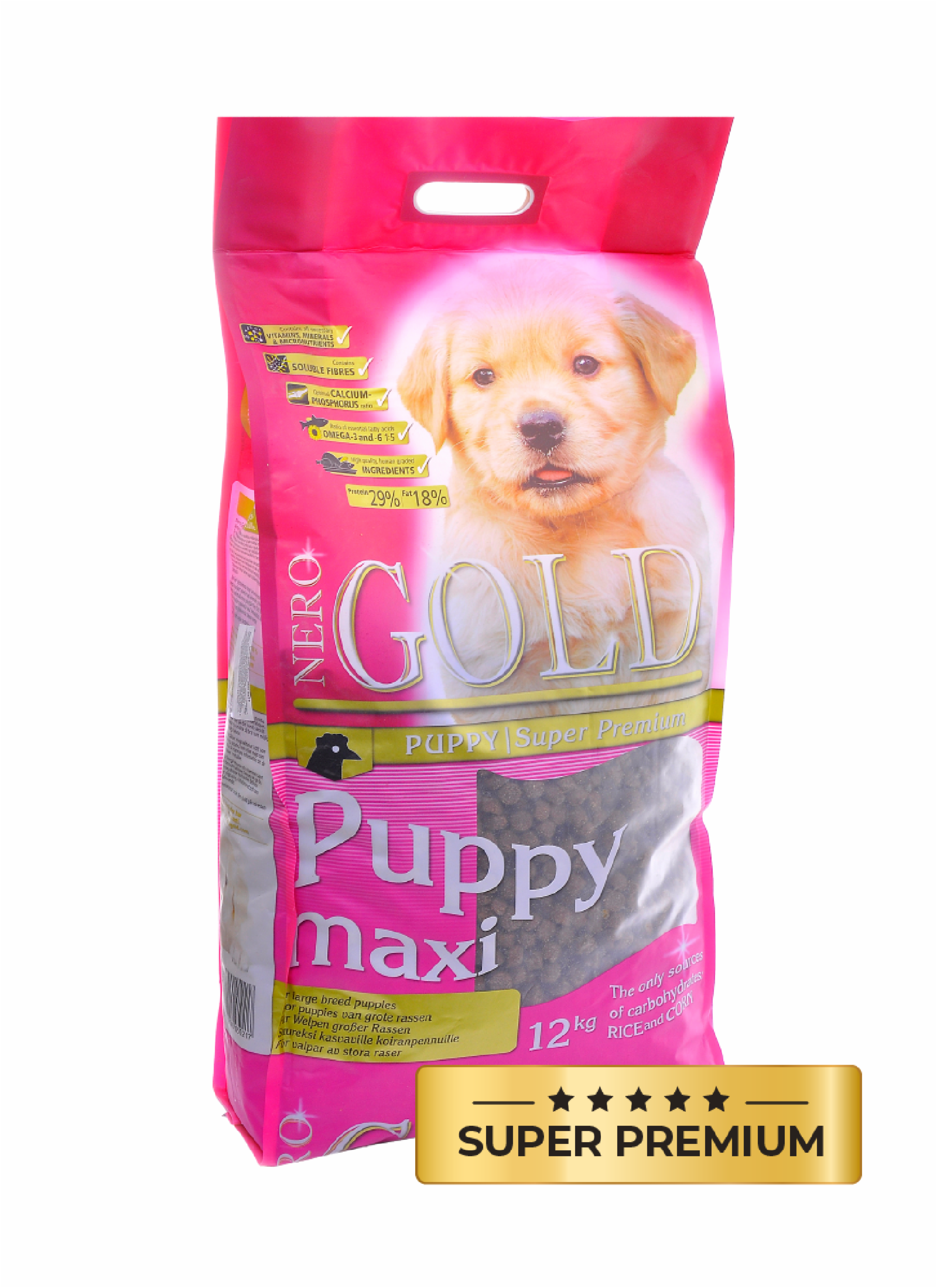 NERO GOLD super premium puppy Maxi для щенков крупных пород, с курицей и цельным рисом (12 кг)