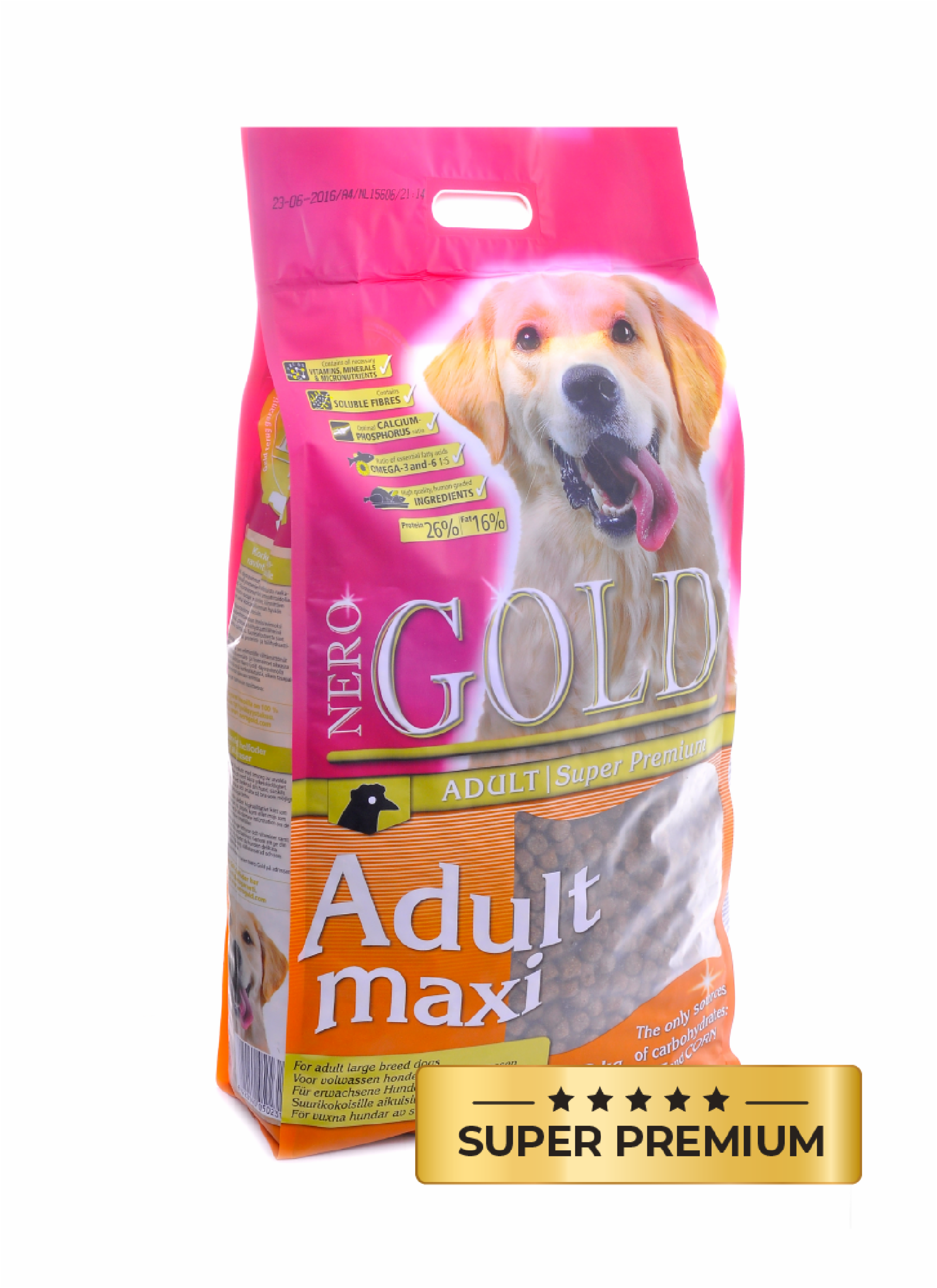 NERO GOLD super premium adult Maxi для взрослых собак крупных пород, с курицей и цельным рисом (12 кг)