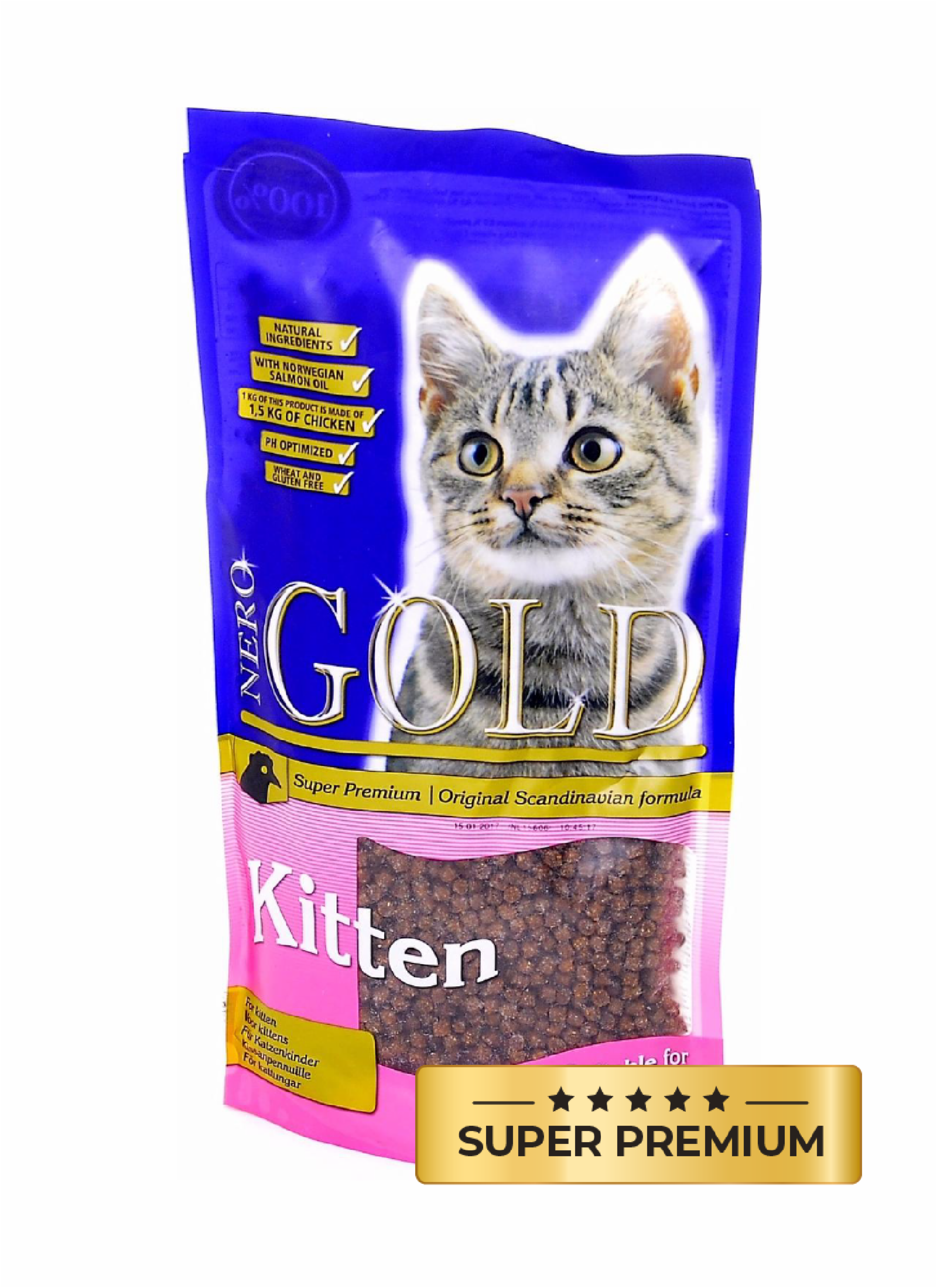 Сухой корм NERO GOLD super premium kitten для котят, с курицей и цельным рисом (800 г)