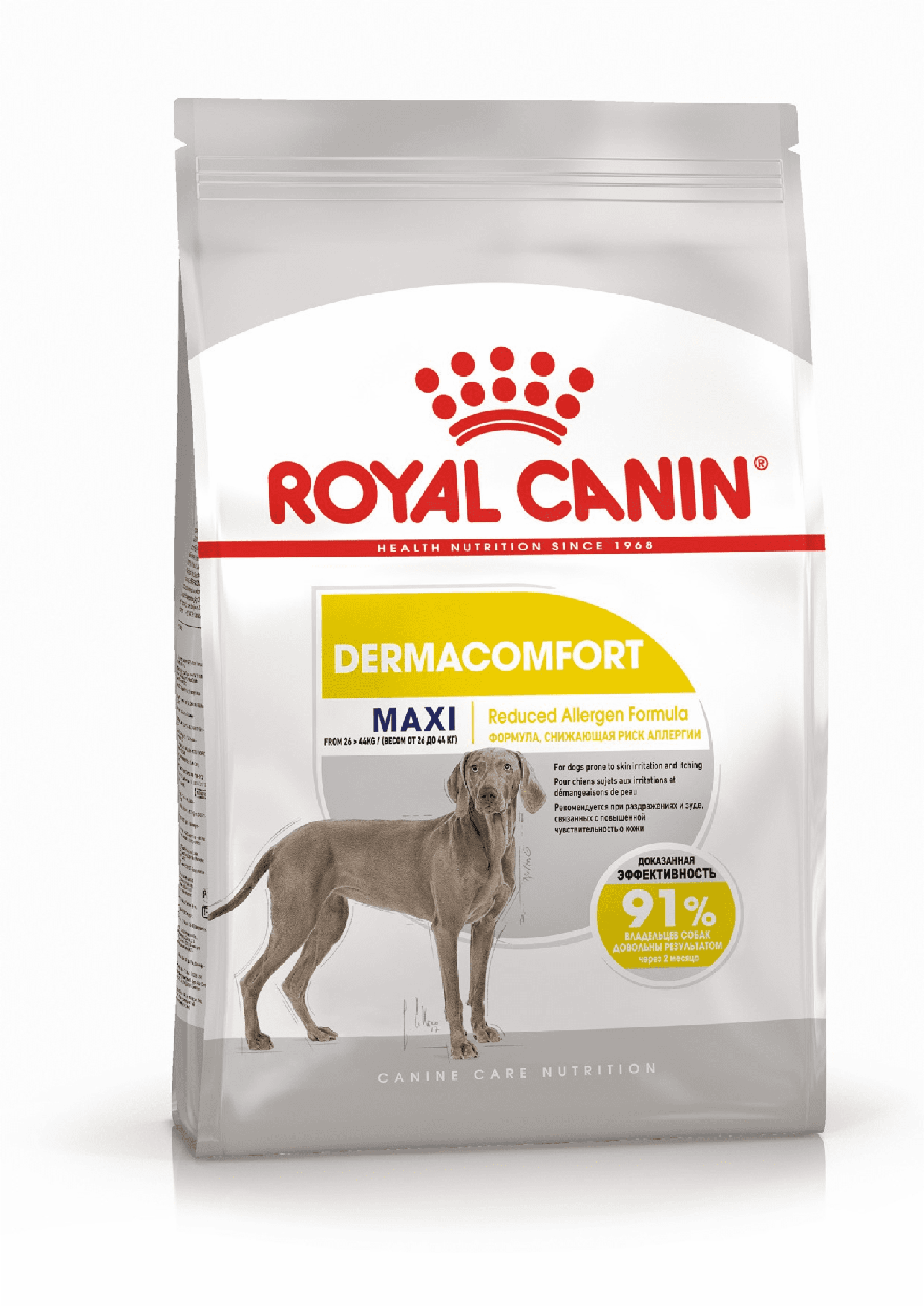 Сухой корм Royal Canin корм сухой для взрослых собак крупных размеров при раздражениях и зуде кожи, Maxi Dermacomfort (3 кг)