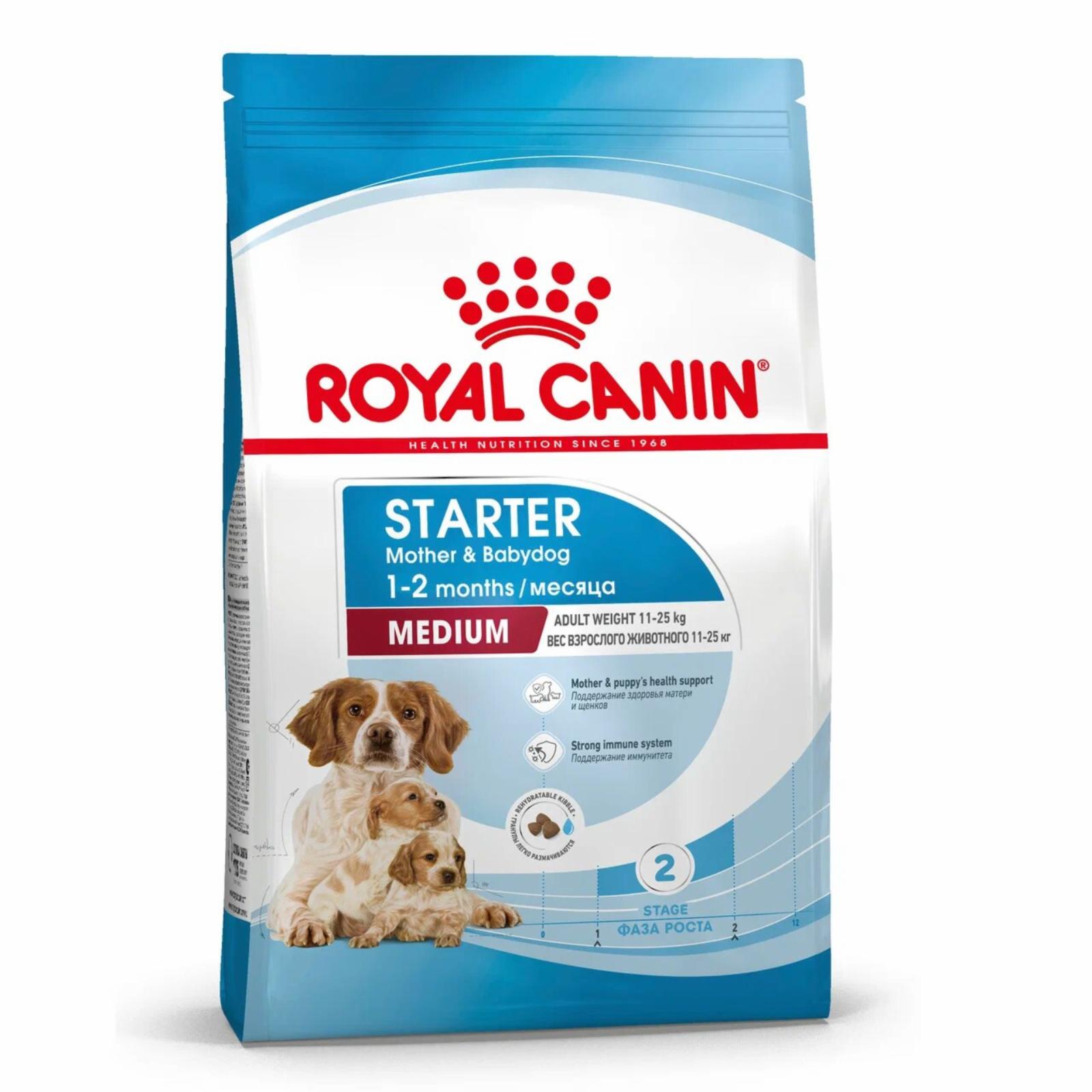 Royal Canin корм сухой для щенков средних размеров до 2-х месяцев, беременных и кормящих сук, Medium Starter (4 кг)