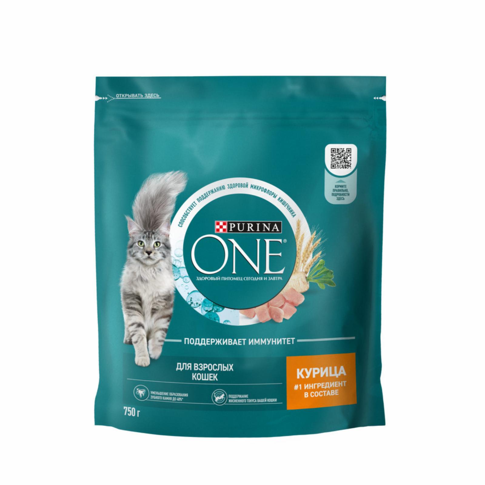 Purina ONE сухой корм для взрослых кошек, с высоким содержанием курицы и цельными злаками (9.75 кг)